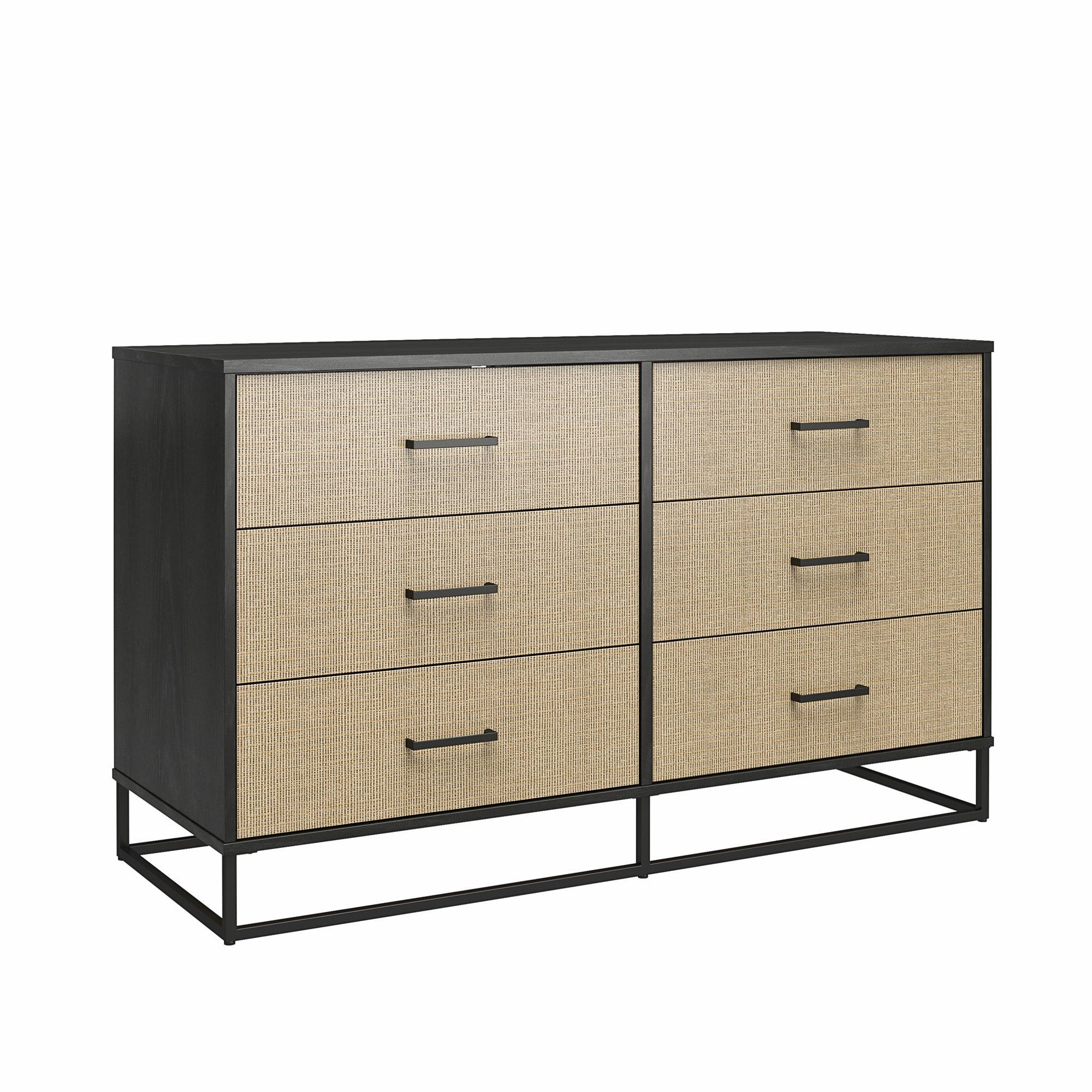 Kelly Faux Rattan 6 Drawer 53.62" W Dresser