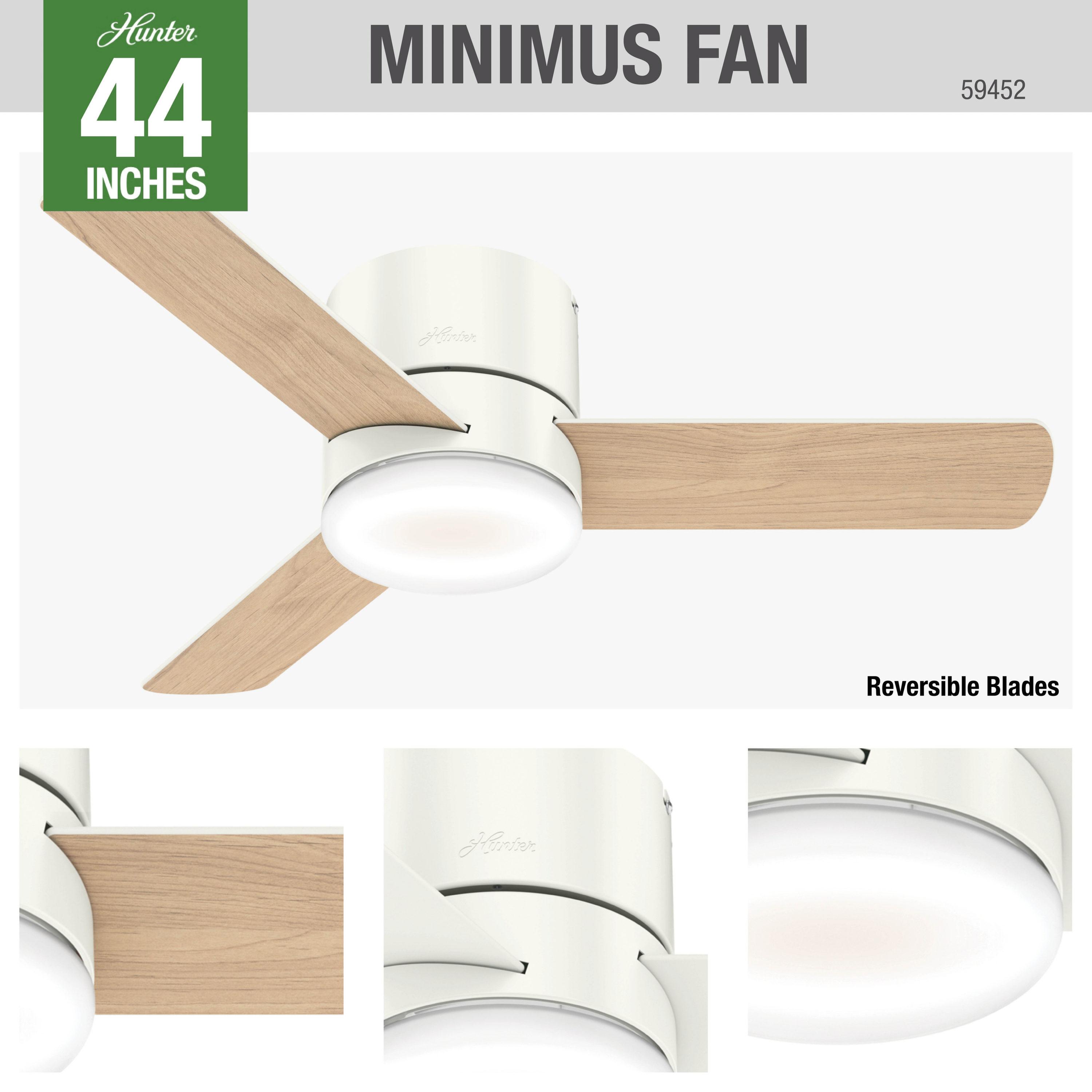 44" Minimus Low Profile Ceiling Fan with Remote: WhisperWind Motor, LED, ETL Listed - Hunter Fan