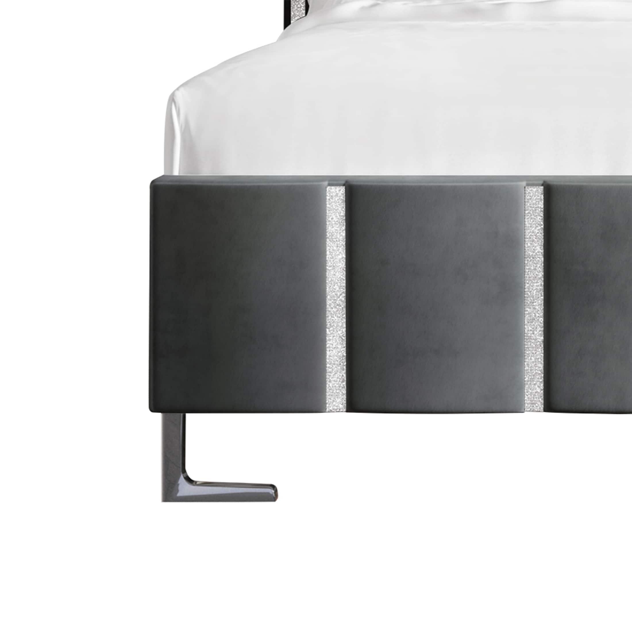 ChaletPosh Queen Size Upholstered Bed in Light Grey Velvet