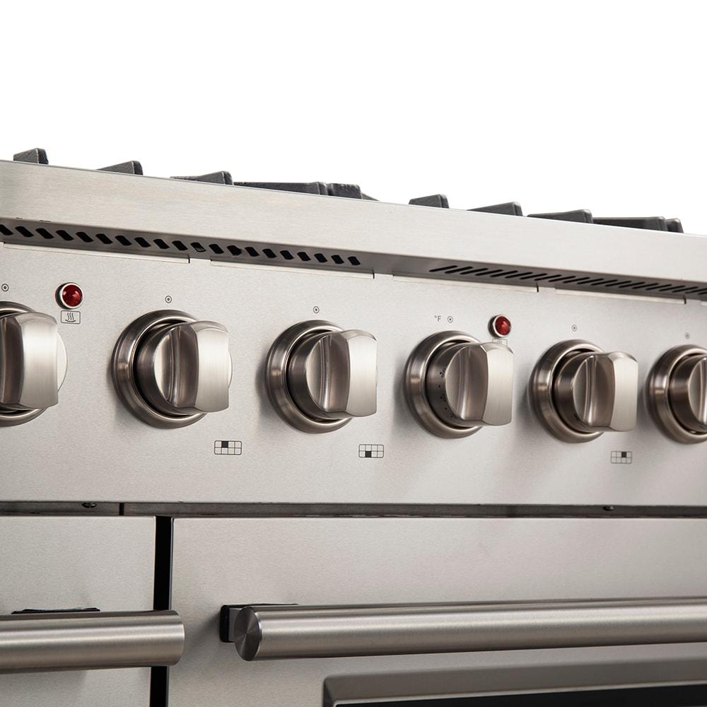 Galiano 48-inch Gas Range Stainless Steel, 8 Burners, 107,000 BTU, Griddle, Double Ovens