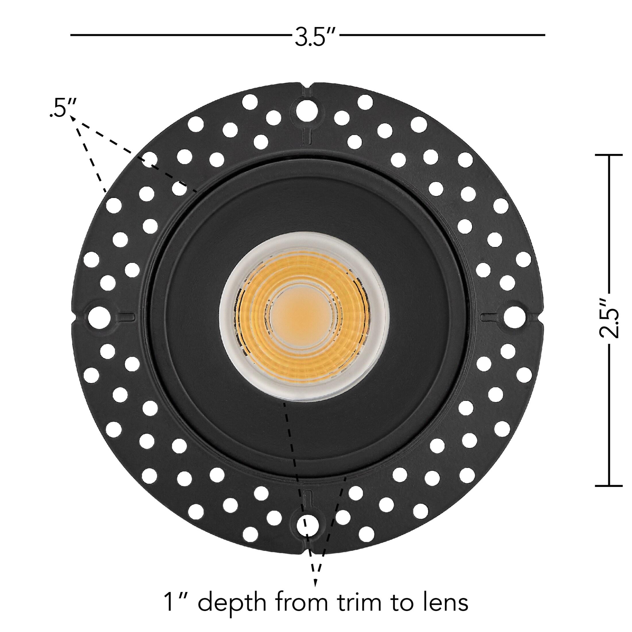 Maxxima 2 in. Trimless Slim Round Recessed Anti-Glare LED Downlight, Black, Canless IC Rated, 600 Lumens, 5 CCT 2700K-5000K
