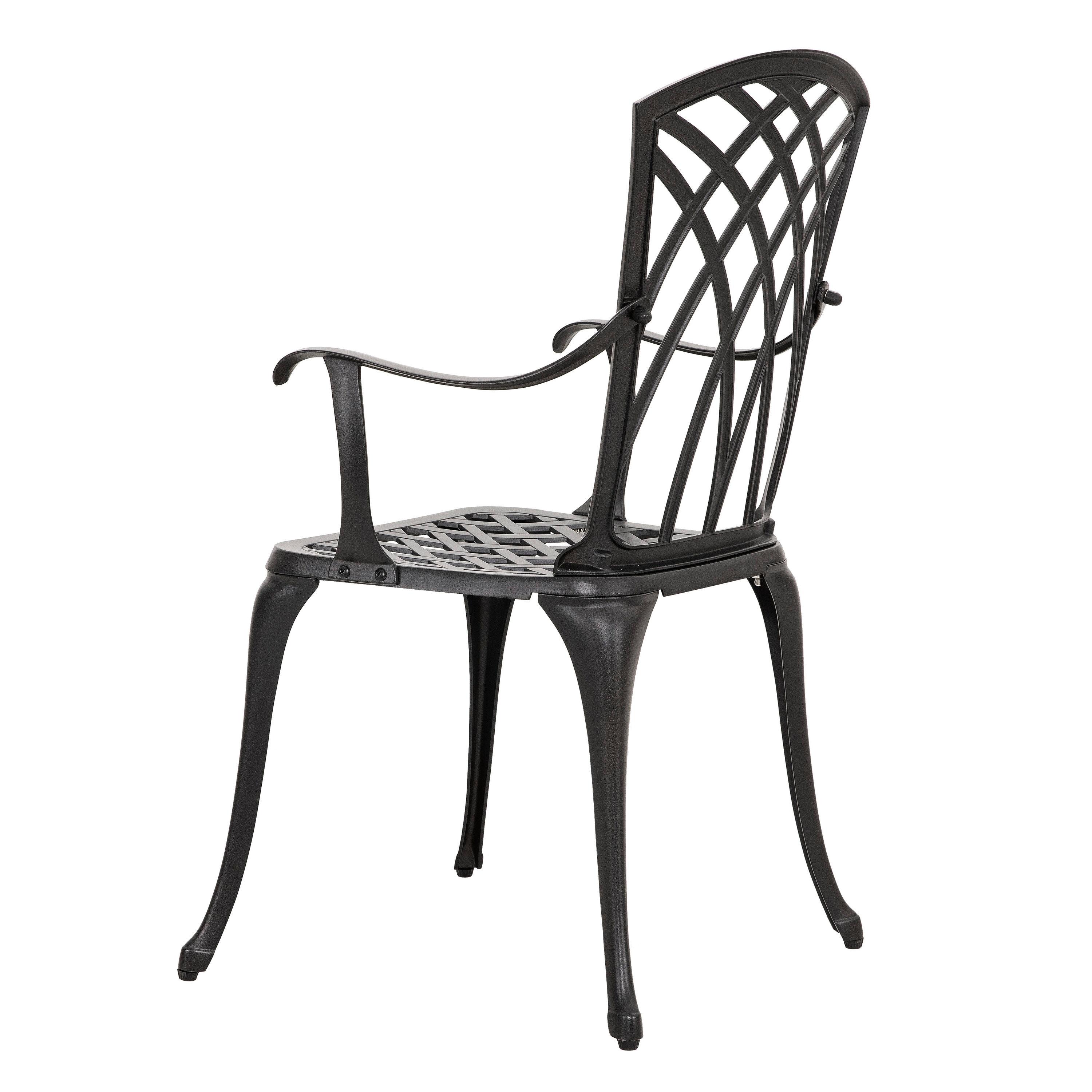 Black Aluminum 3-Piece Bistro Set with Round Table