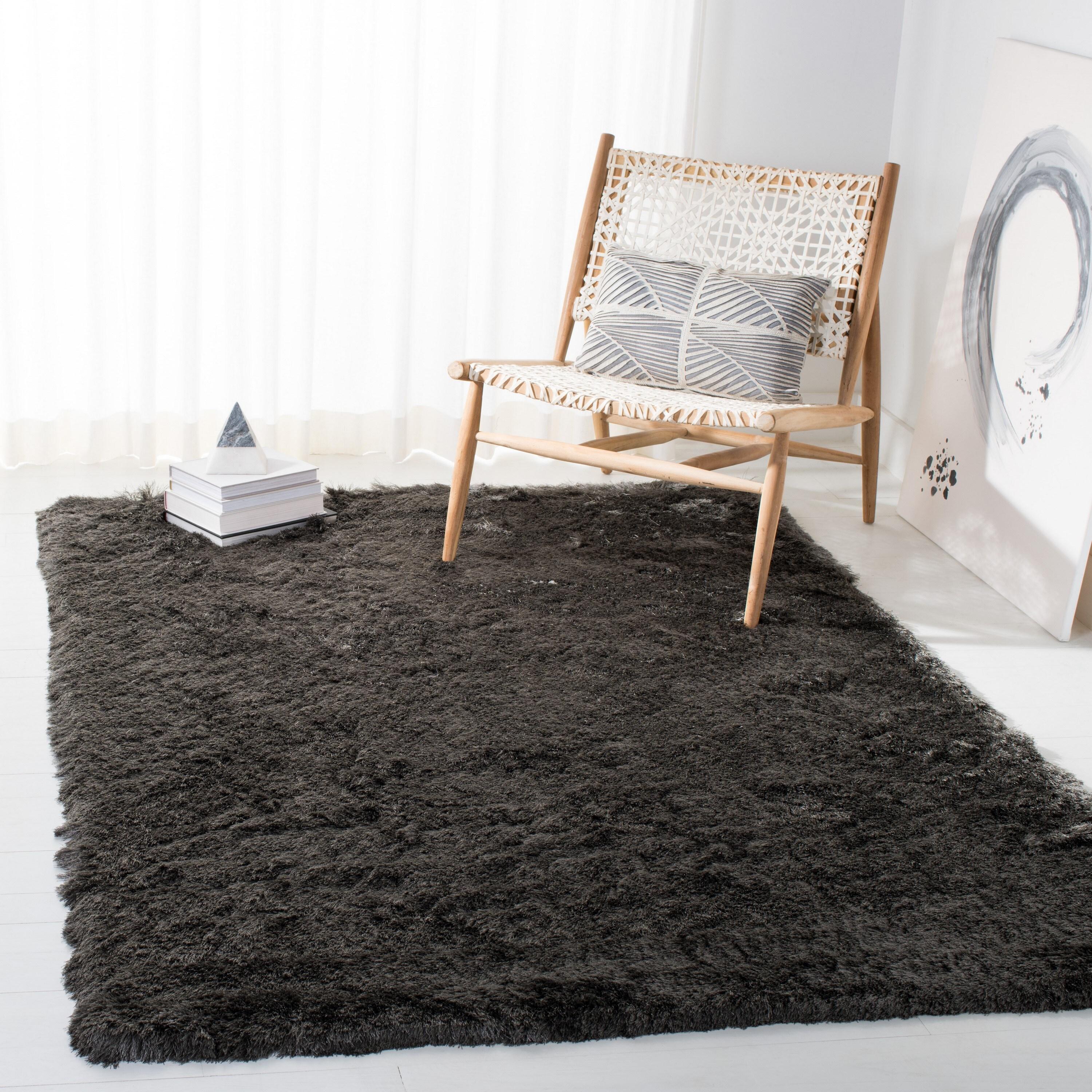 Paris Shag SG511 Hand Tufted Indoor Area Rug - Titanium - 7'x7' Square - Safavieh