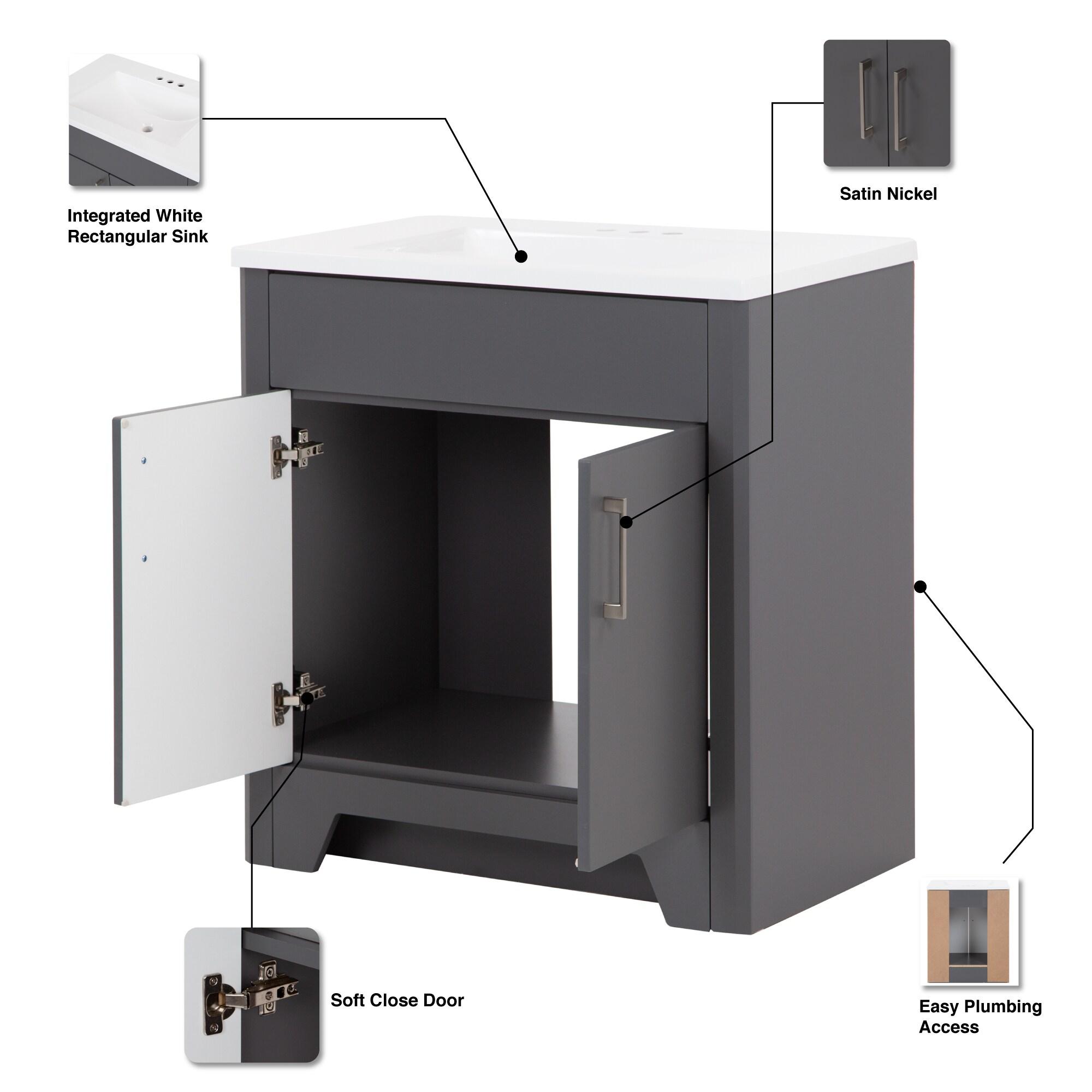 Wyndham Collection Miranda 30" Freestanding Single Bathroom Vanity with Cultured Marble Top