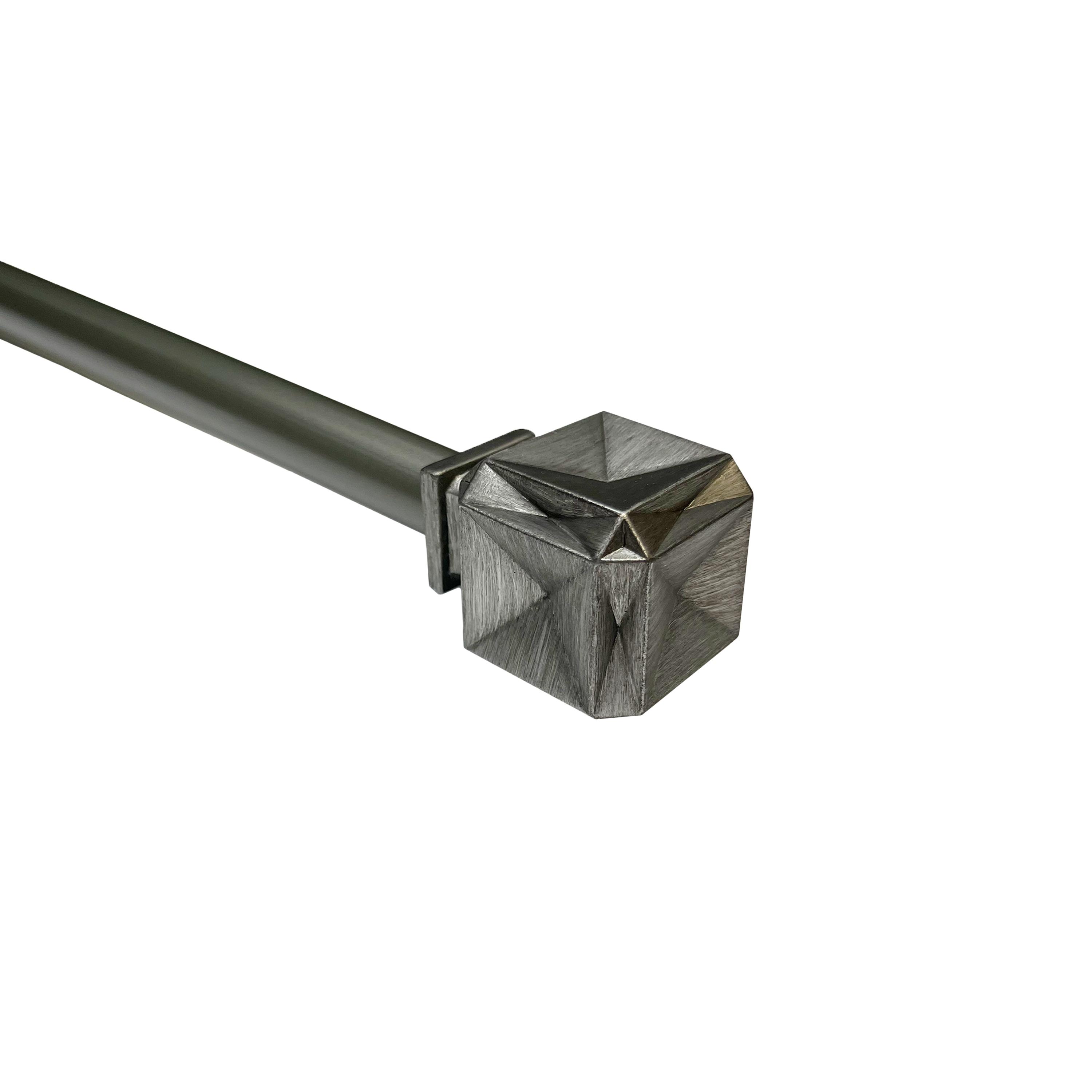 Versailles Scencillo Boxy Steel Heavy Duty Curtain Rod Set for Windows 36" - 72" Antique Silver