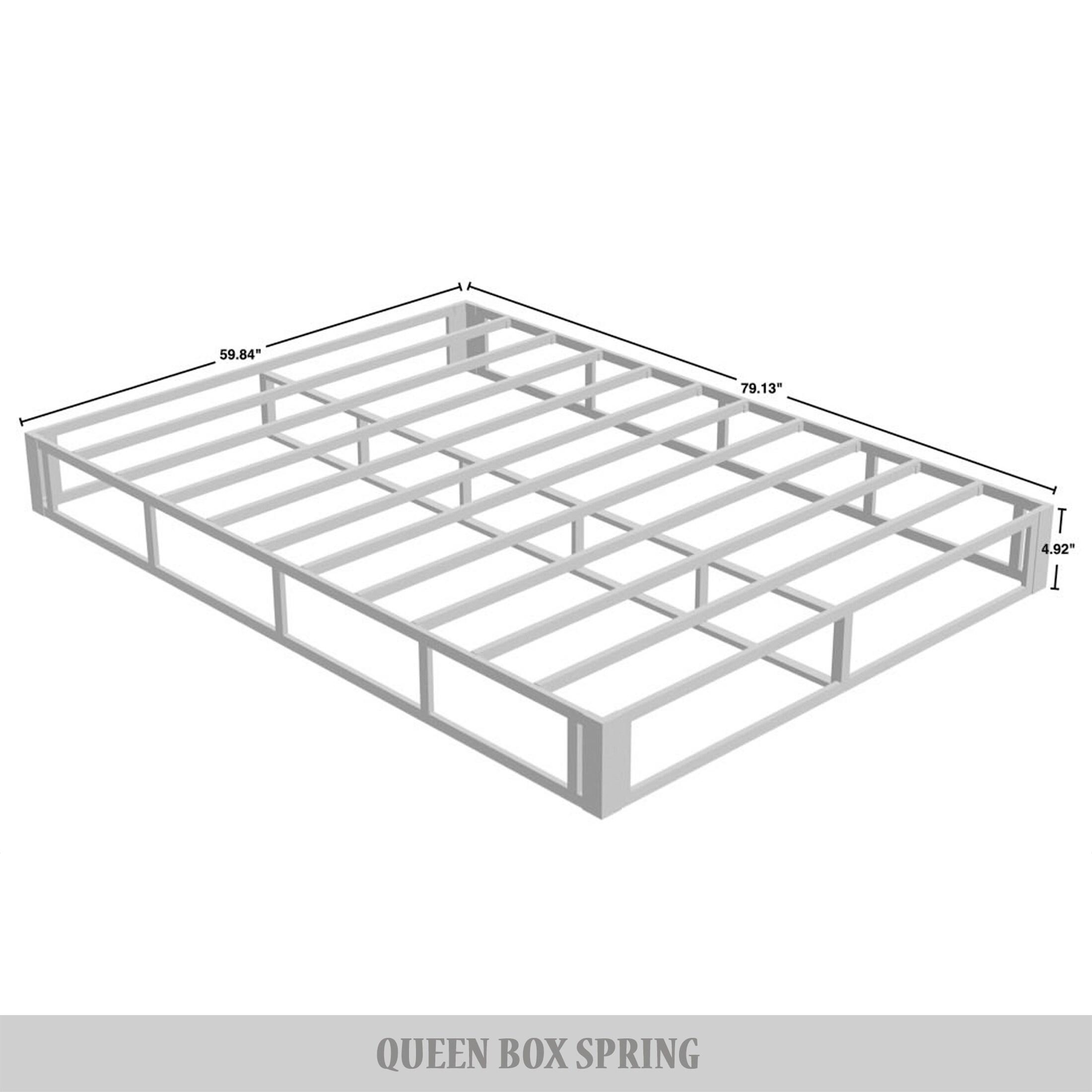 ChaletPosh Queen Metal Box Spring In Black Linen