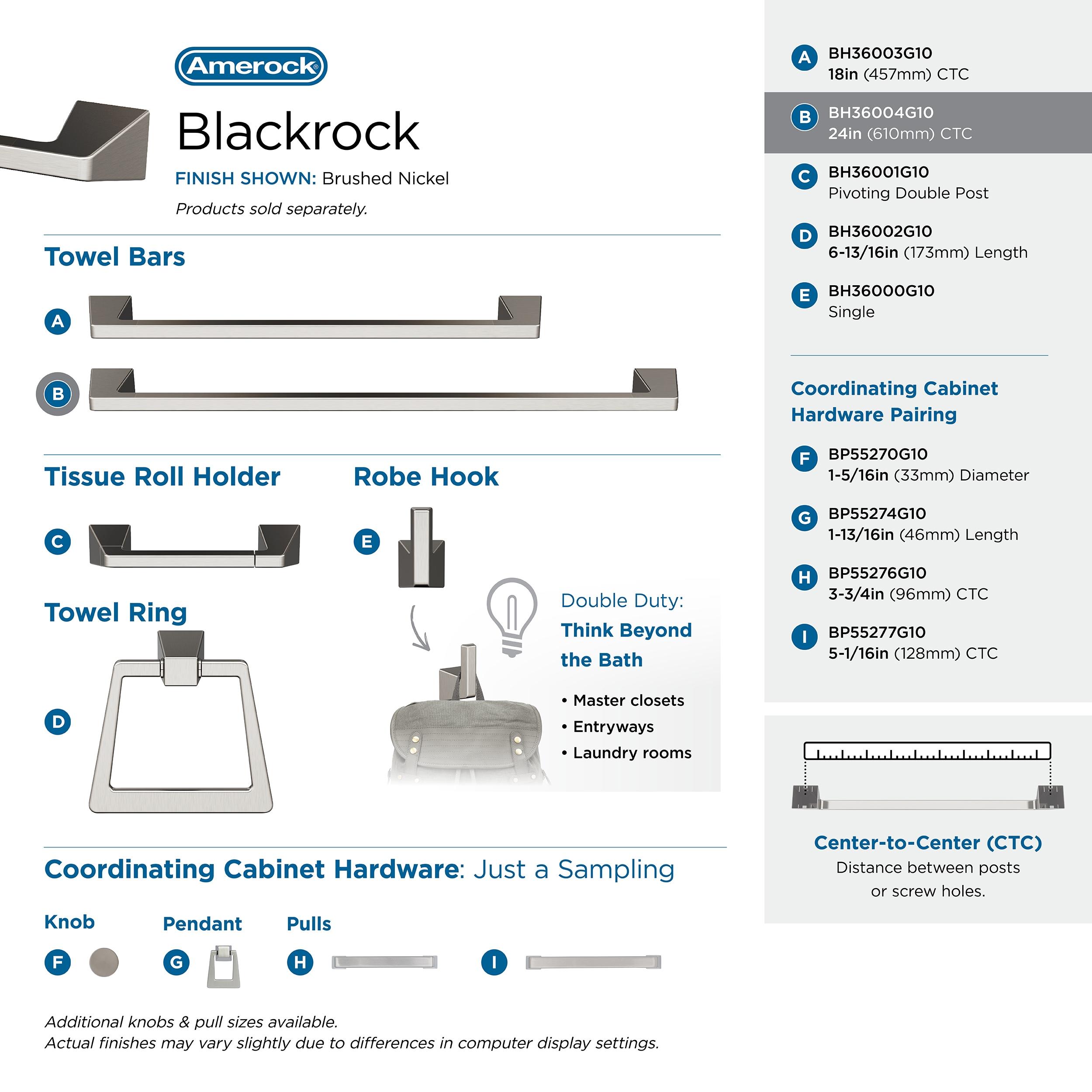 Amerock Blackrock Brushed Nickel 24 inch (610mm) Towel Bar