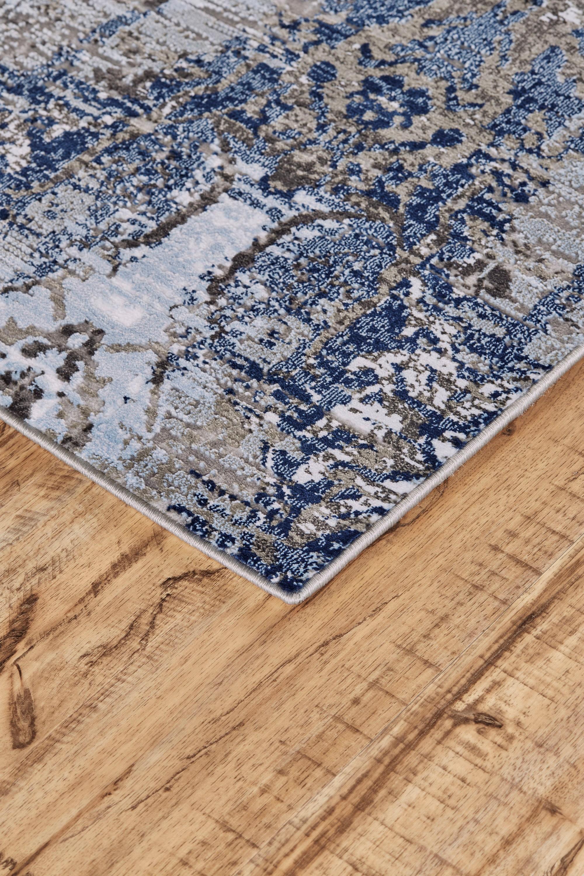 Gaspar Modern Damask Blue/Gray/Taupe Area Rug