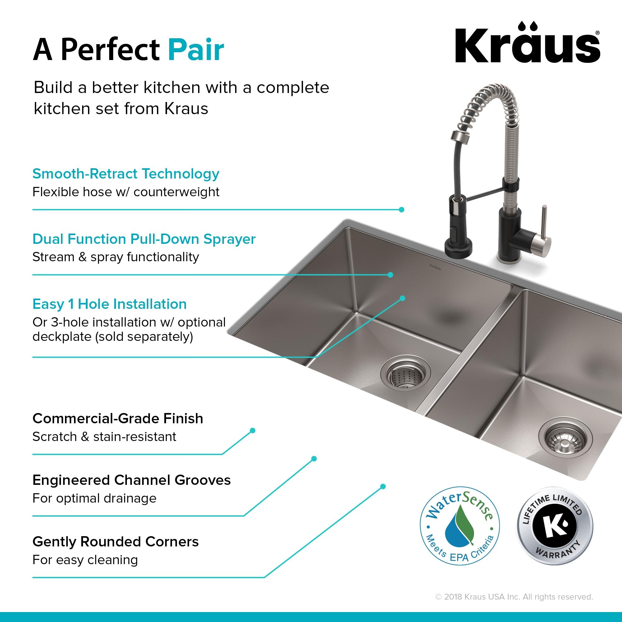 Standart PRO™ 33" L x 19" W Double Basin Undermount Kitchen Sink with Faucet