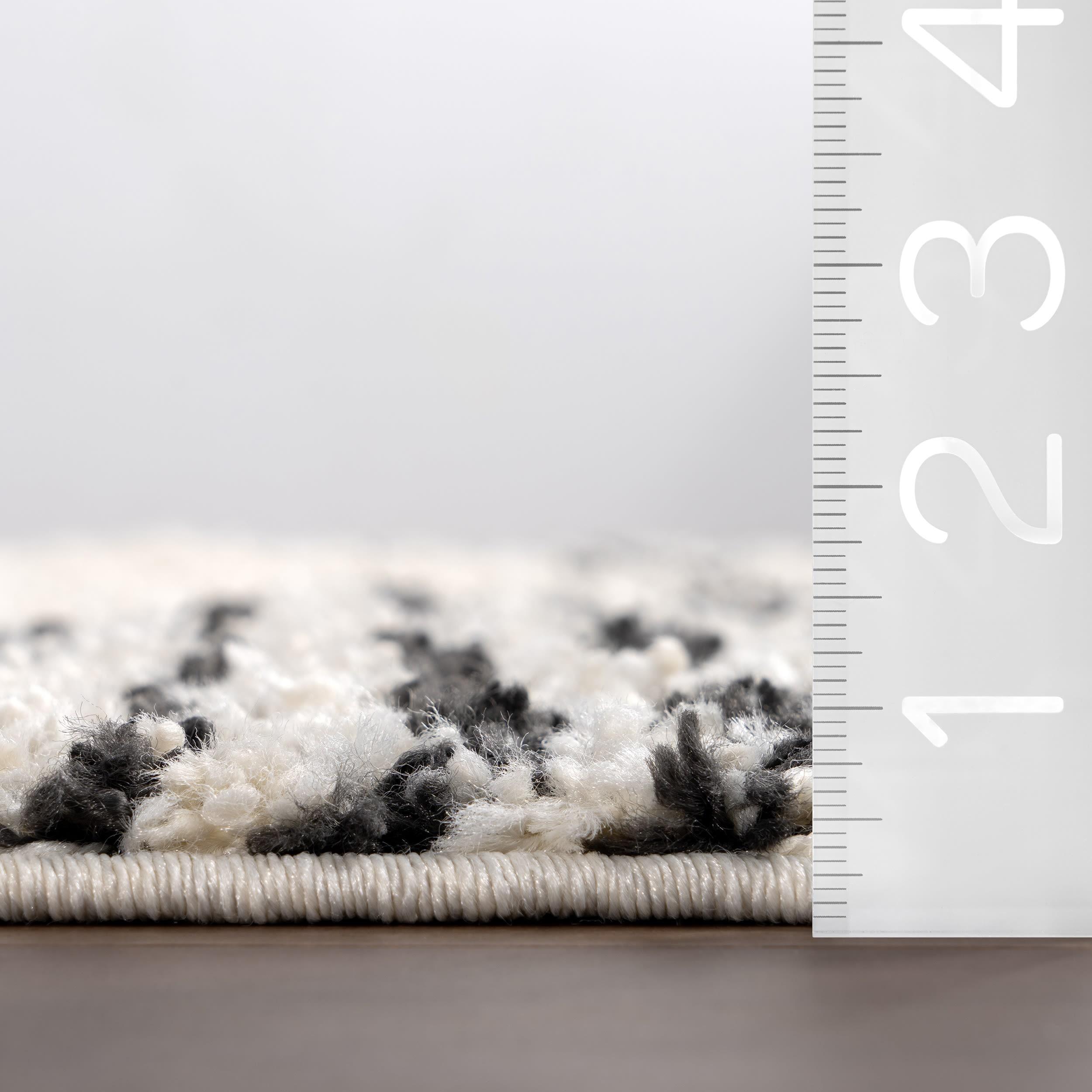 Nuloom Bria Trellis 12x15 Shag Indoor Area Rug for Living Room Bedroom Dining Room Nursery, Off White/Charcoal