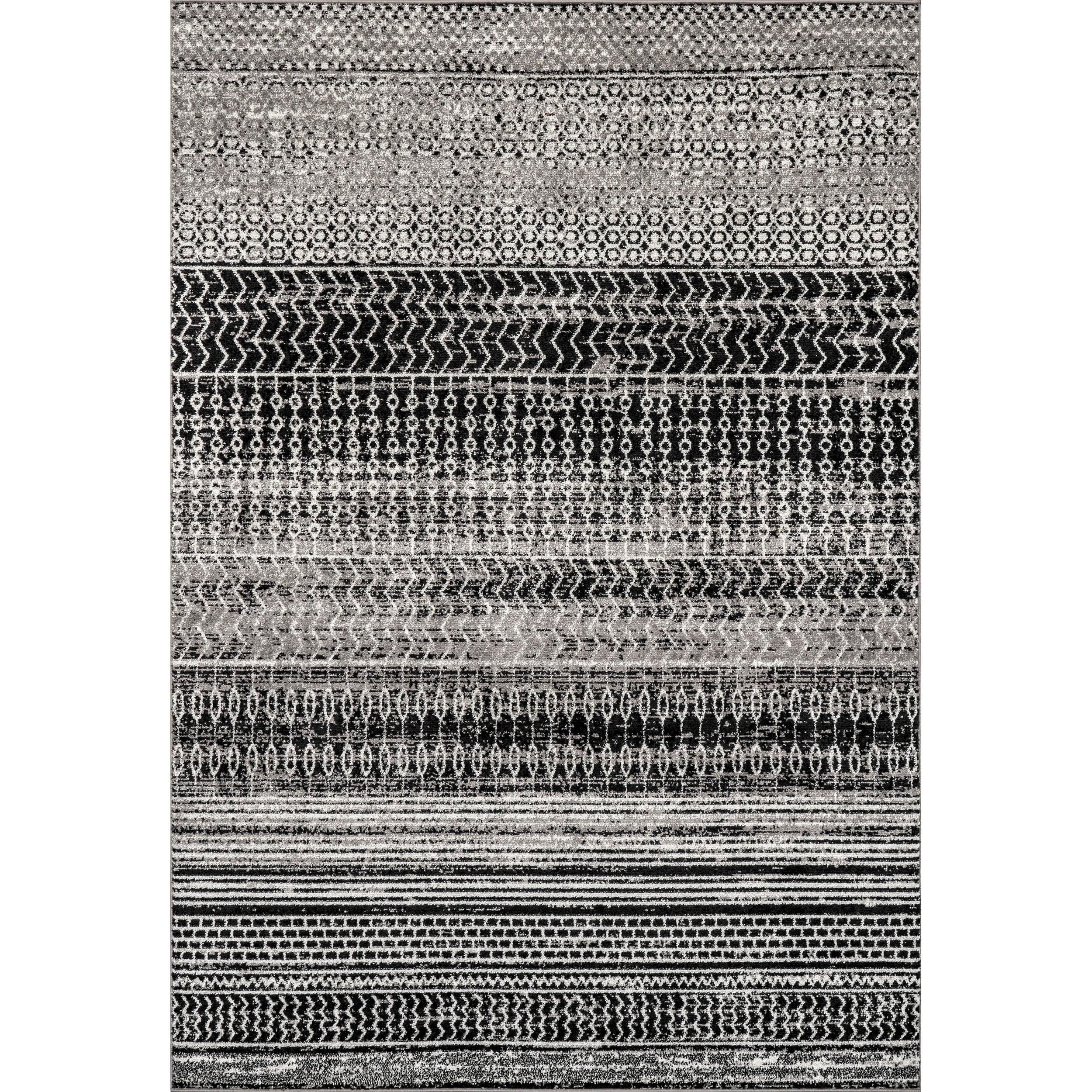 Nuloom Nova Striped 5x7 Indoor Area Rug for Living Room Bedroom Dining Room Kitchen, Dark Grey/Ivory