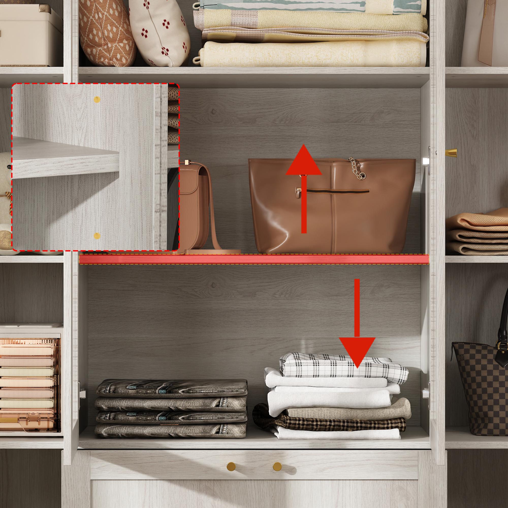 FUFU&GAGA Modern Simple Wardrobe Frosted Glass Door Combination Clothes Storage Cabinet Armoire
