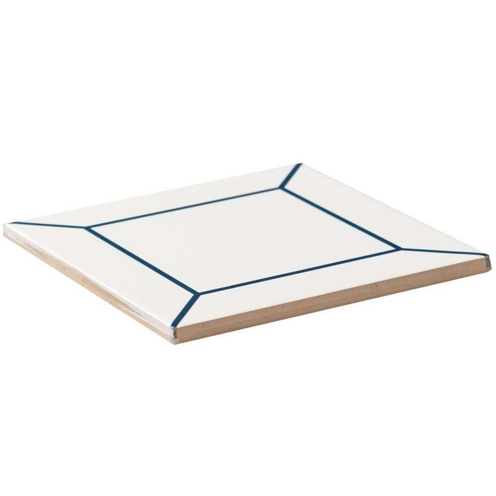 The Tile Life Frame White 6" x 6" Ceramic Patterned Wall Tile for Backsplash Bathroom - 1 Sample