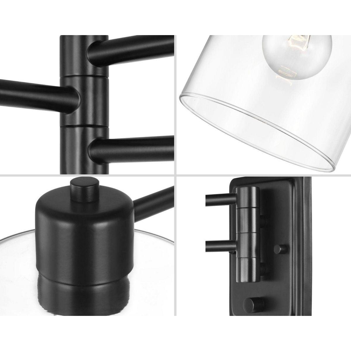 Progress Lighting Milner 1-Light Wall Bracket, Black, Clear Glass Shade