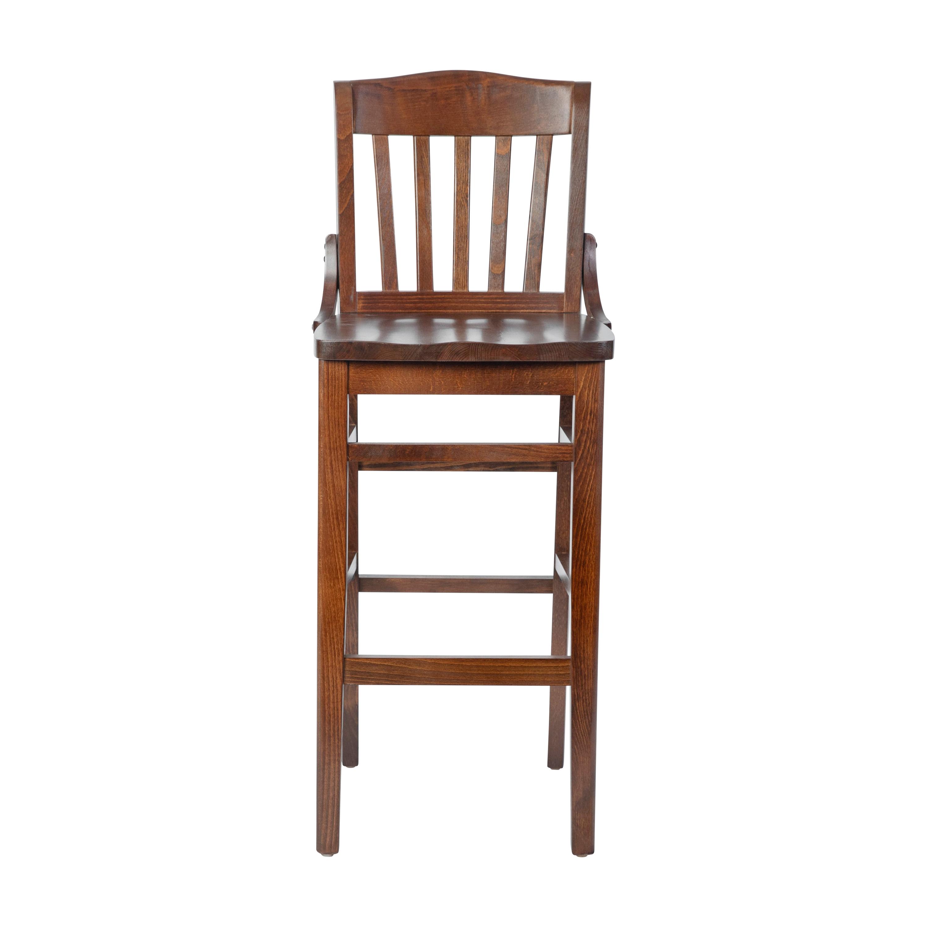 Flash Furniture HERCULES Series School House Back Walnut Wood Restaurant Barstool
