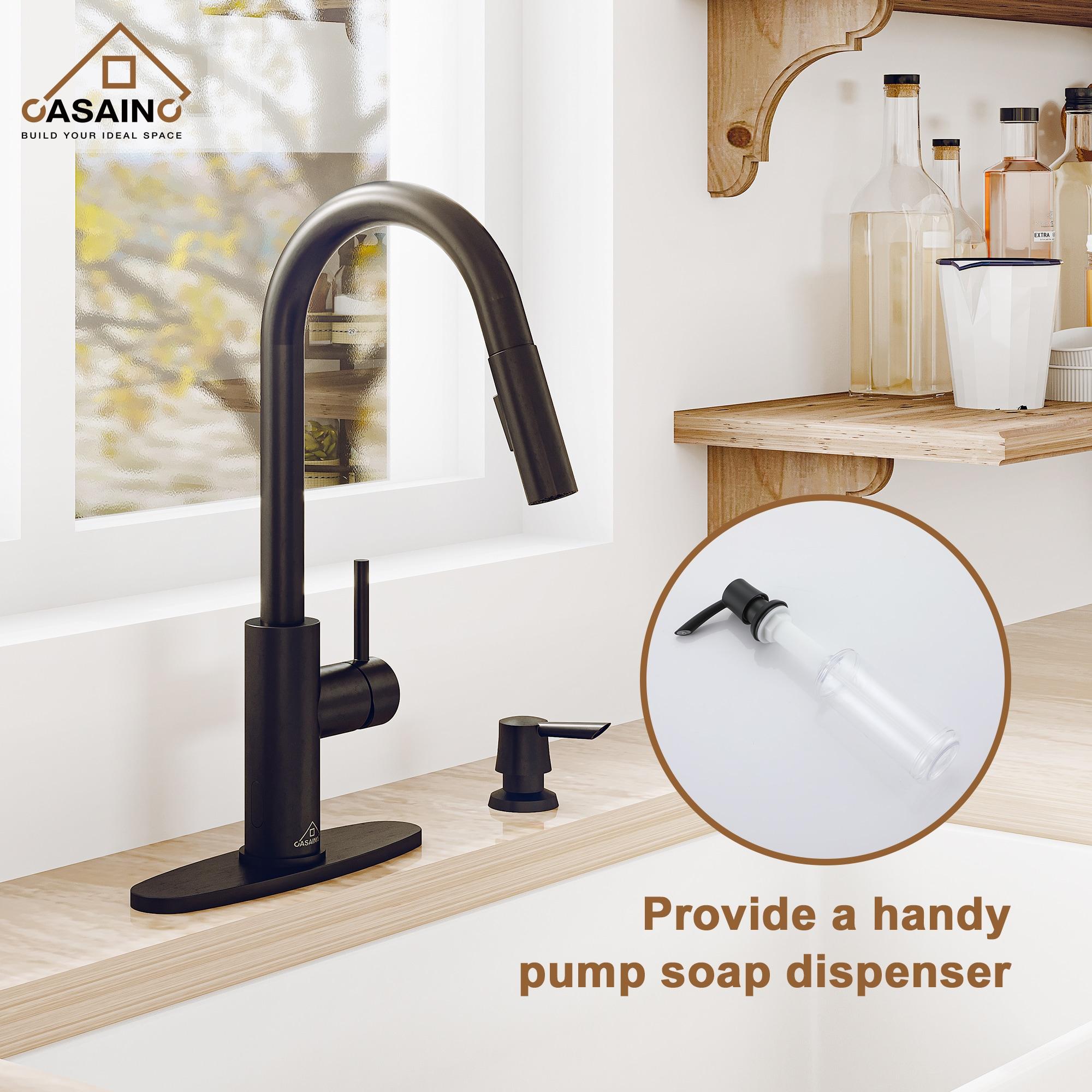 Willow Single-Handle Pull Down Sprayer Kitchen Faucet with Infrared Sensor, Soap Dispenser and Deck Plate