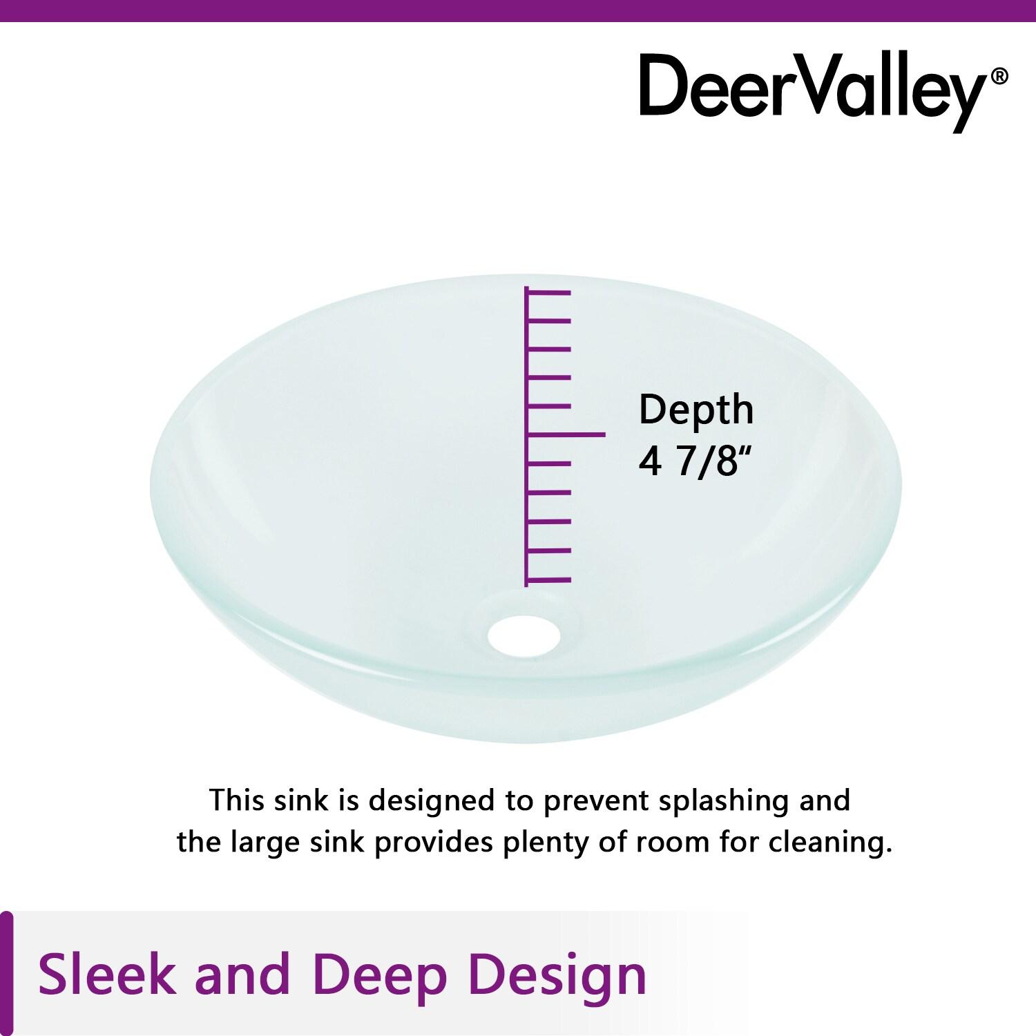 DeerValley Symmetry 16.5'' Circular Glass Vessel Bathroom Sink
