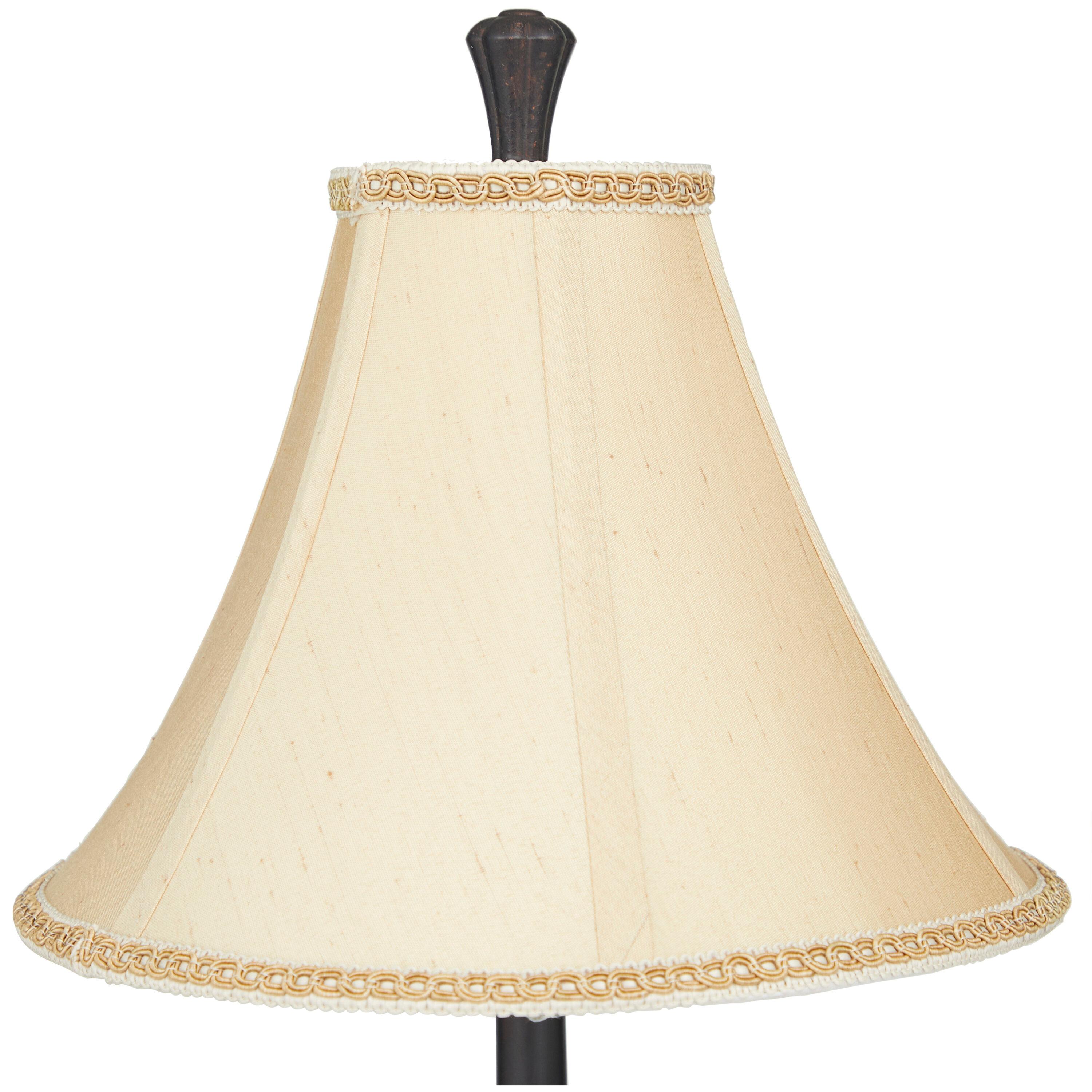 DecMode 31" Antique Style Bronze Buffet Lamp with Beige Fabric Shade