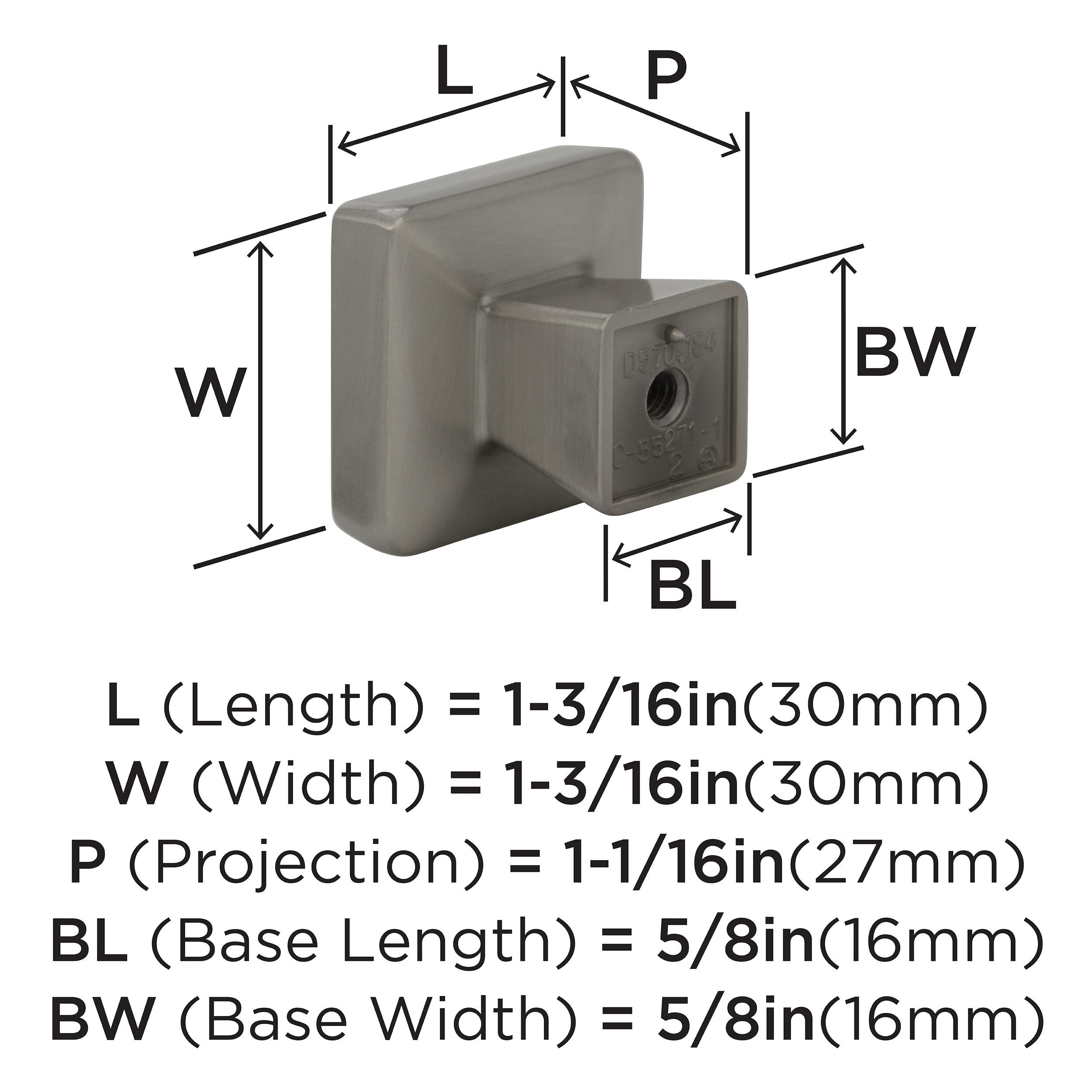 Amerock Blackrock 1-3/16 inch (30mm) Length Satin Nickel Cabinet Knob