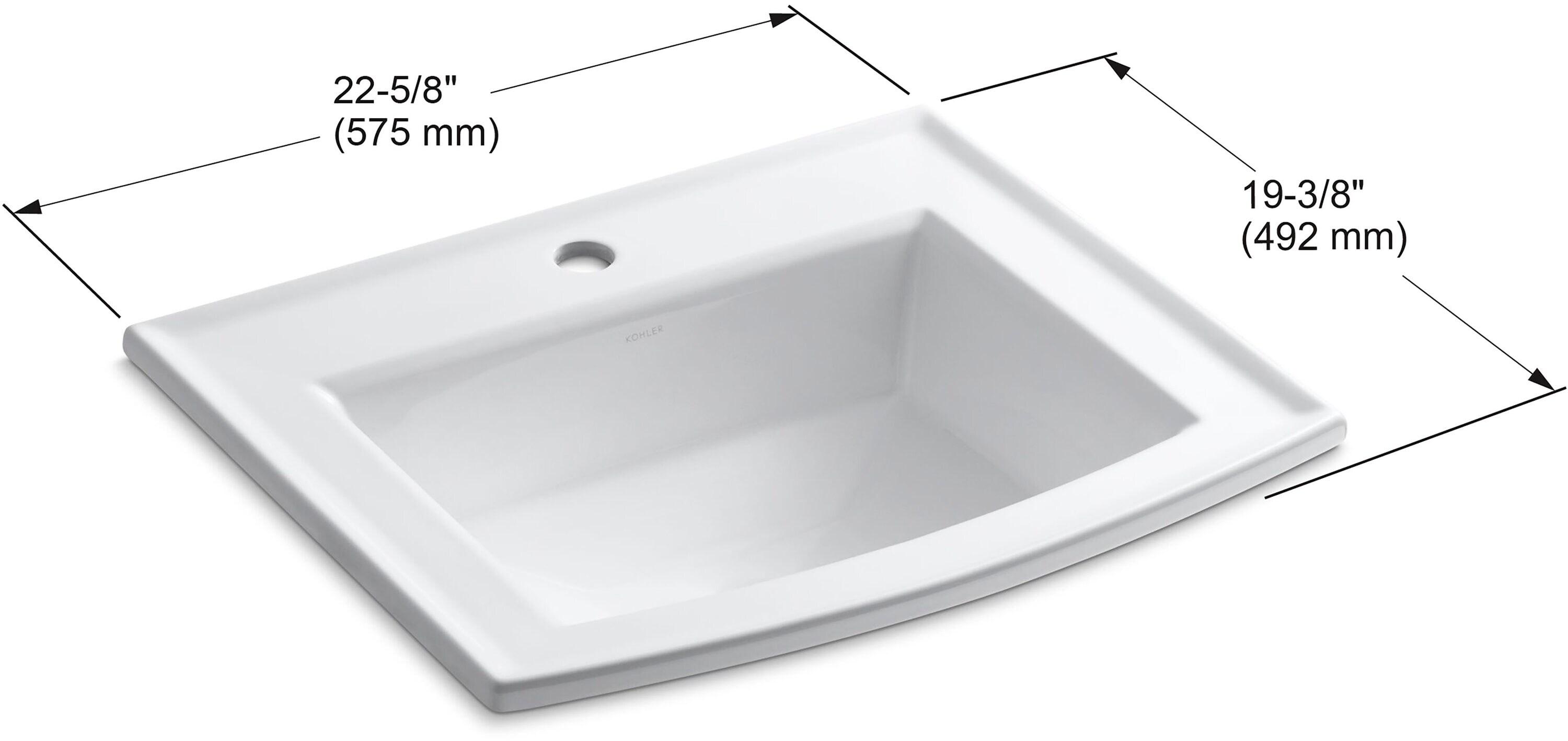 Archer® Vitreous China Rectangular Drop-In Bathroom Sink with Overflow
