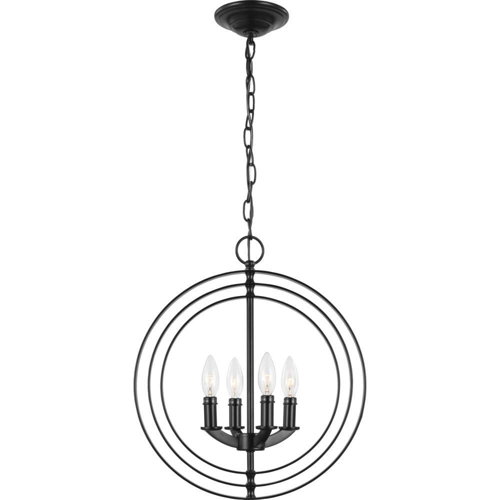 Progress Lighting Equinox 4-Light Foyer Pendant, Steel, Black, No Shade