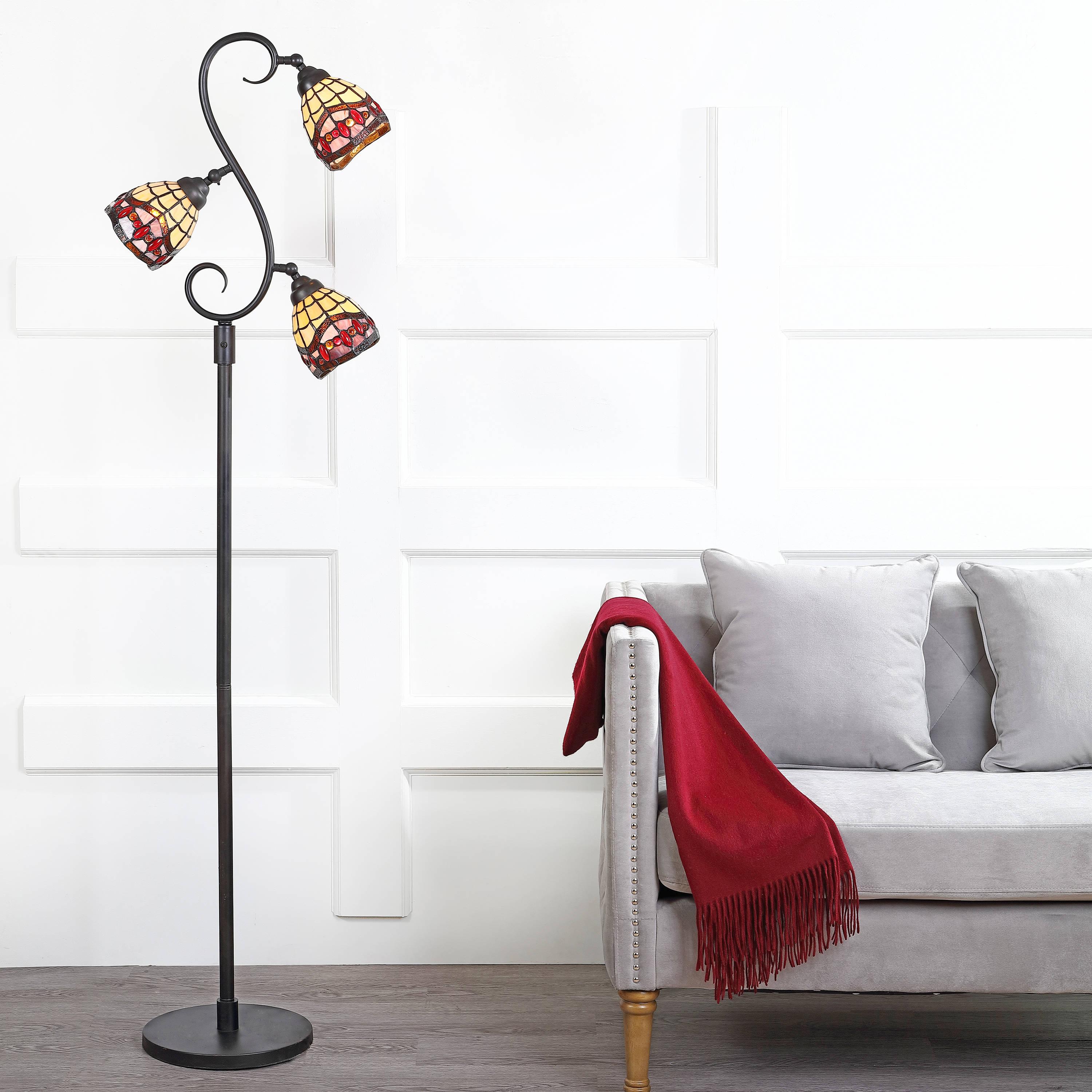 JONATHAN Y JYL8013A Walker Tiffany-Style 70.5" Multi-Light LED Floor Lamp, Traditional for living room, dinning room, bedroom, office Bulb Included, Bronze