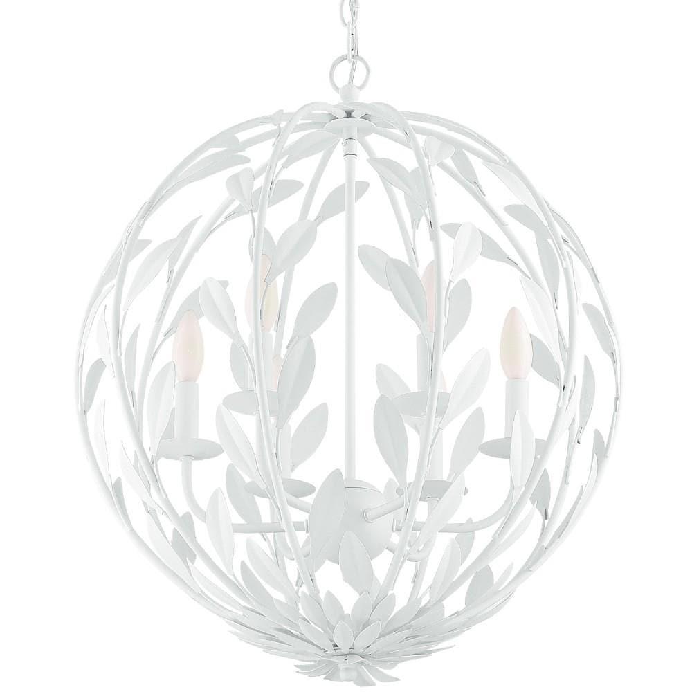 Mini Elegance 6-Light Matte White Floral Chandelier