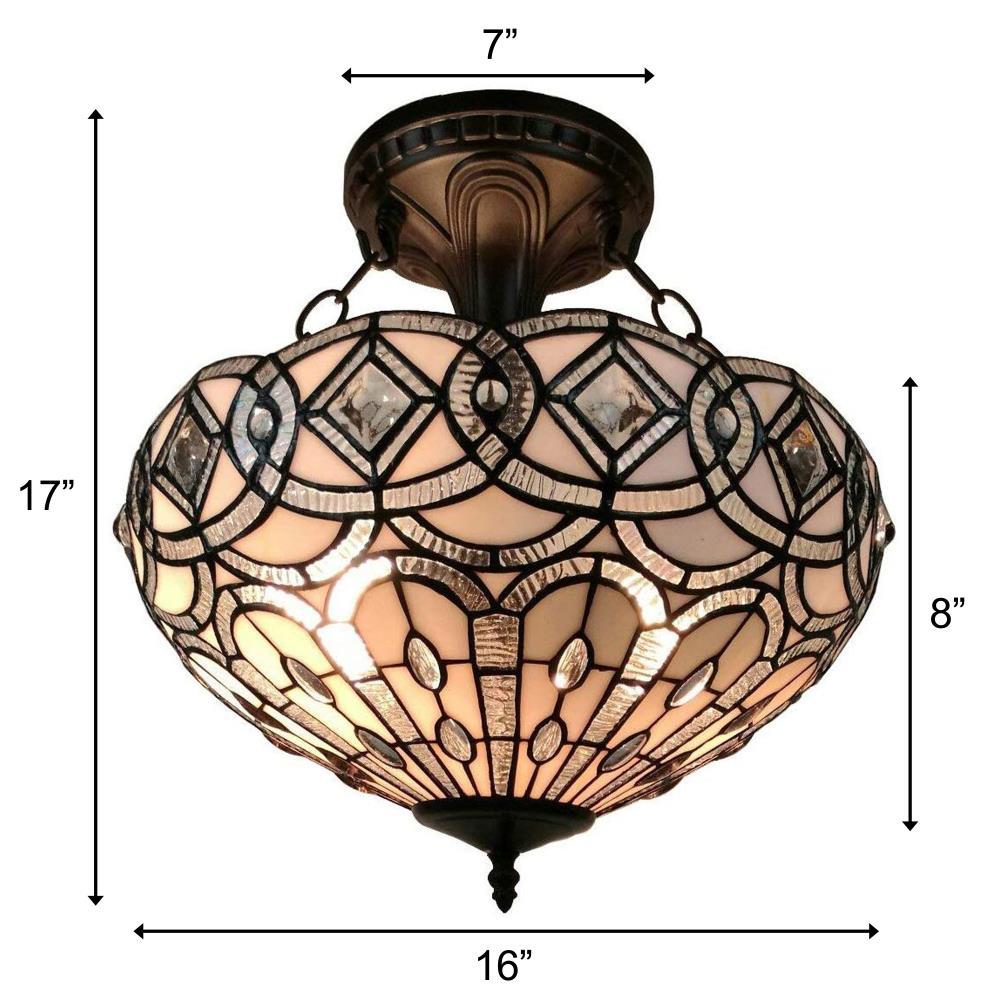 Amora Lighting Am231hl16 2 Light 16" Wide Semi-Flush Bowl Ceiling Fixture - Brown