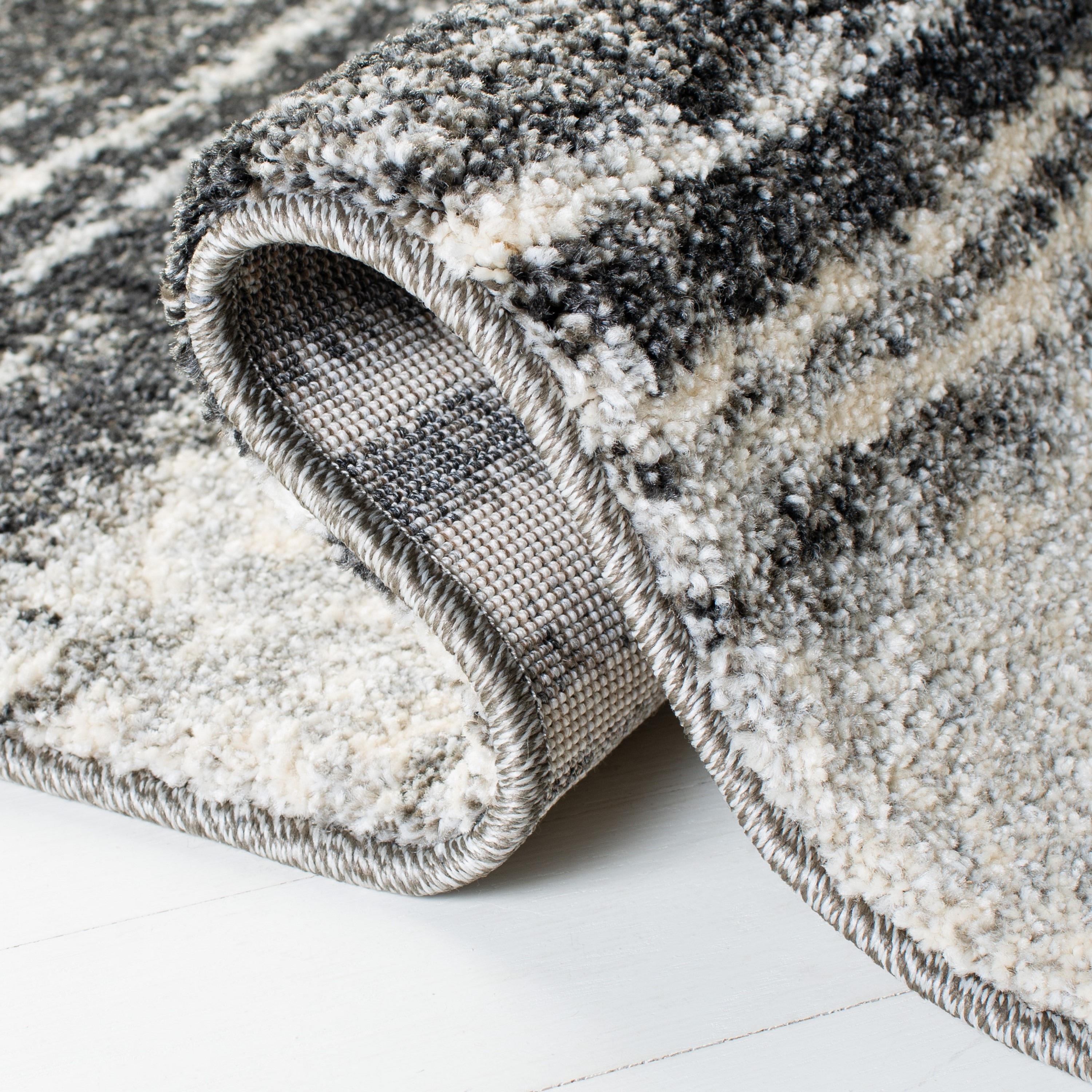 Retro Dark Grey and Light Grey 9' x 12' Shag Area Rug
