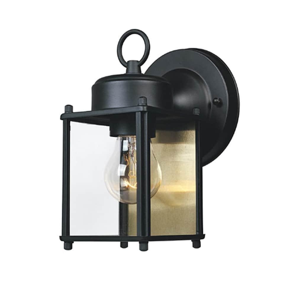 Designers Fountain Outdoor Wall Mount Lantern Sconce, Black Finish, Weather Resistant, Clear Glass, Porch Light, Exterior Lighting Fixture, Outdoor Lights for House, Patio, Garage, 1161-BK