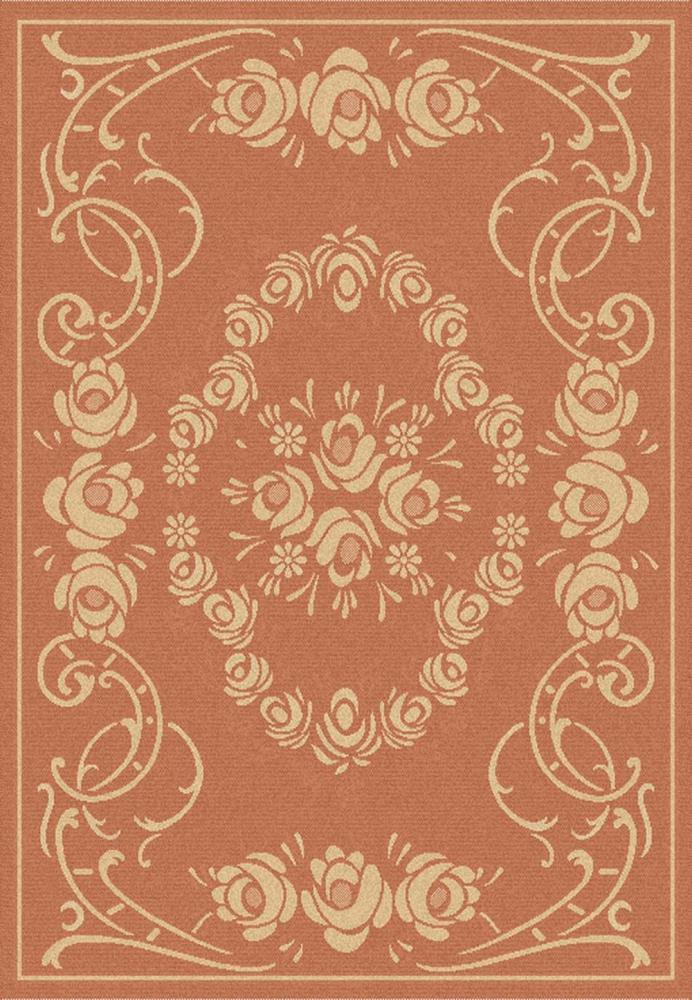 Terracotta and Natural Rectangular Synthetic Outdoor Area Rug