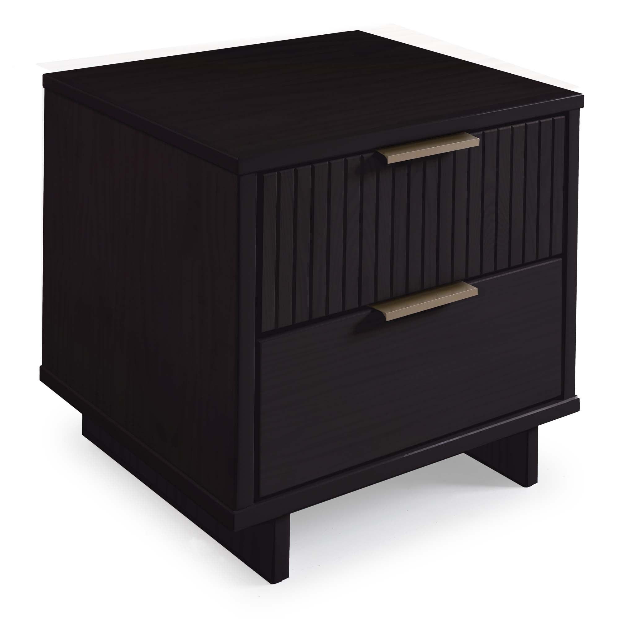 Granville Modern 2 Drawer Nightstand Black - Manhattan Comfort: Bedside Table with Storage, Painted Wood Finish