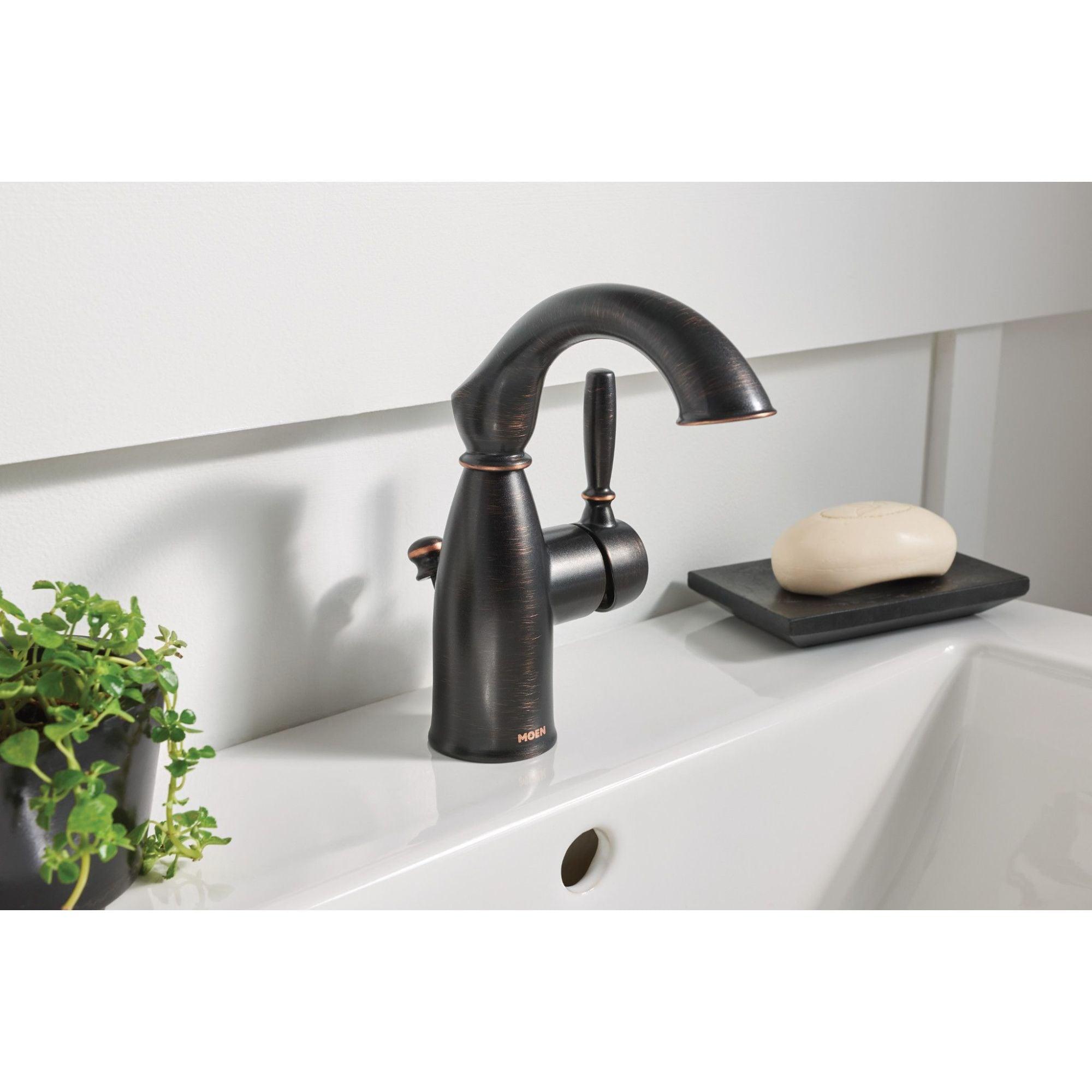 Moen Sarona Single Hole Bathroom Faucet with Drain Assembly and Optional Deckplate