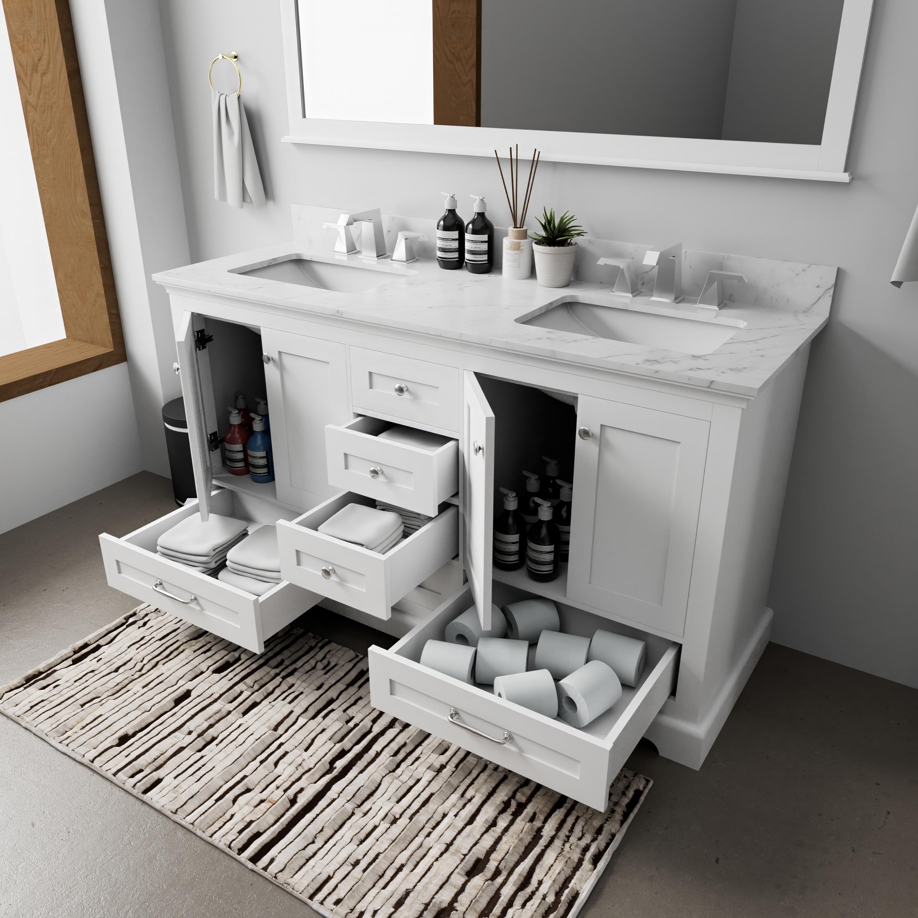 Lexora Home Dukes 60" Double Vanity with Mirror in White