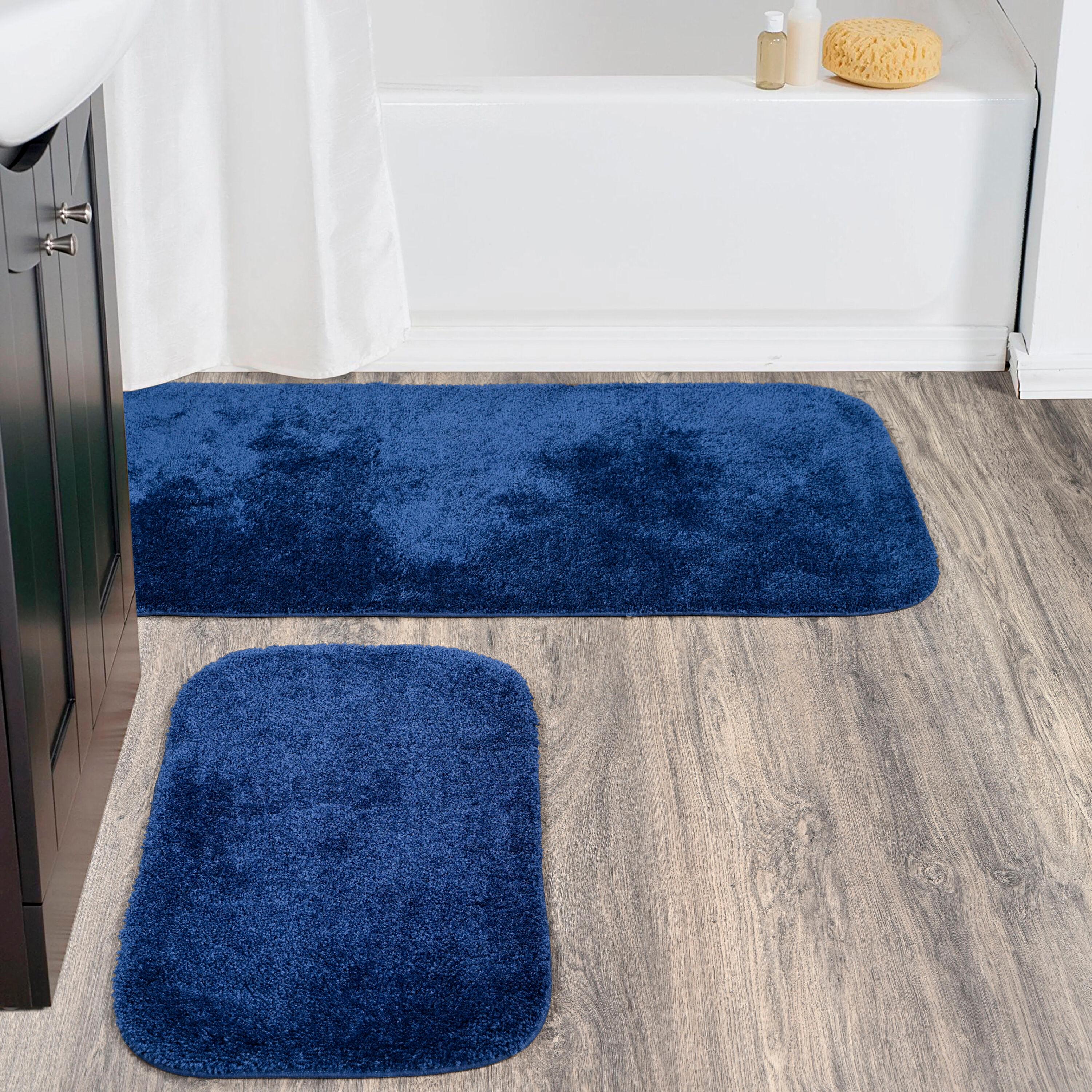 2pc Traditional Nylon Washable Bathroom Rug Set Navy - Garland Rug: Machine Made, Latex Backing, Tufted Bath Mats Set