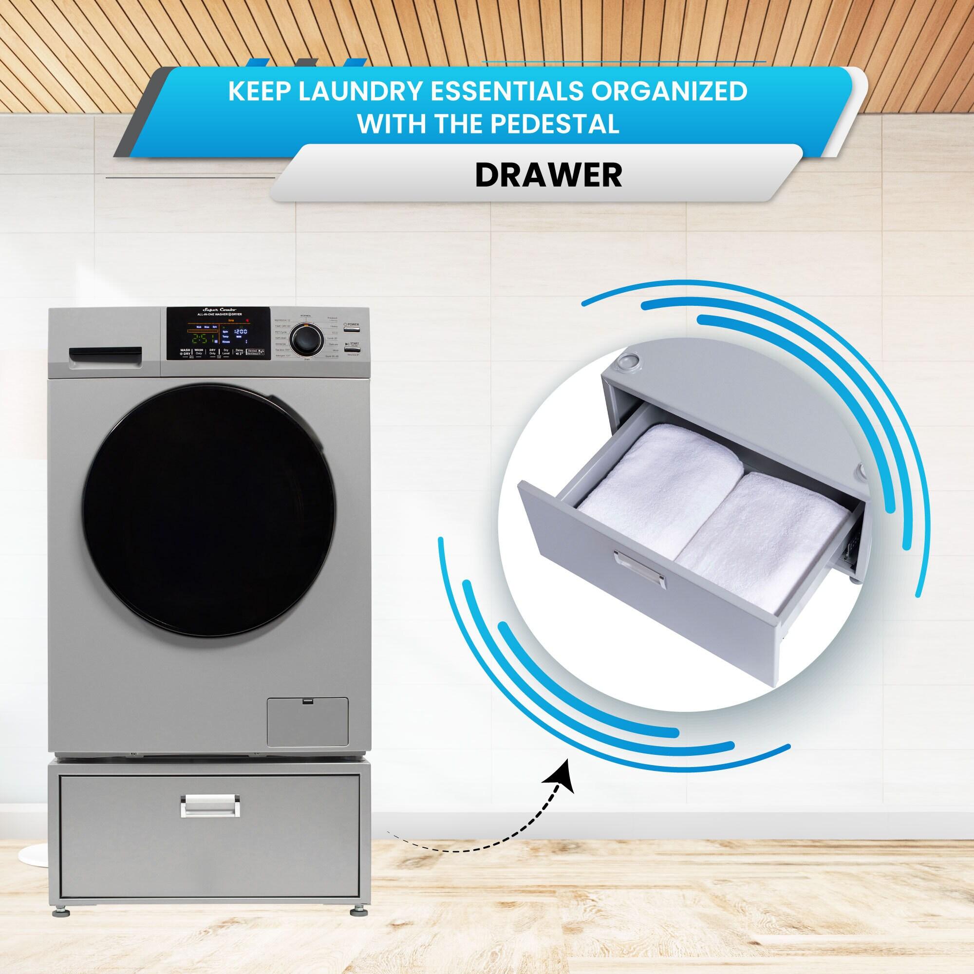 All-in-one Washer Dryer CONVERTIBLE PET Sanitize Cycle 15 lbs 1400RPM+Pedestal