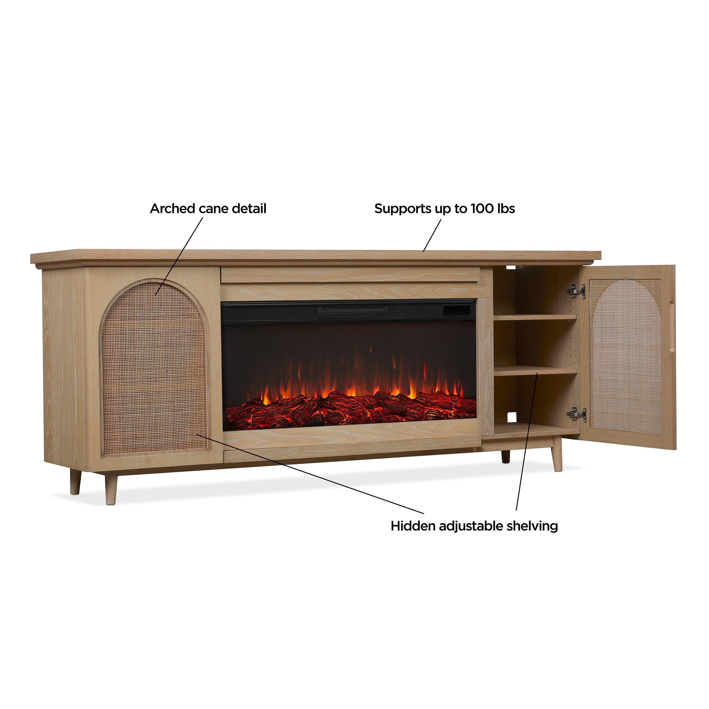 Dahlia 76" Landscape Electric Fireplace Tv Stand In White Oak