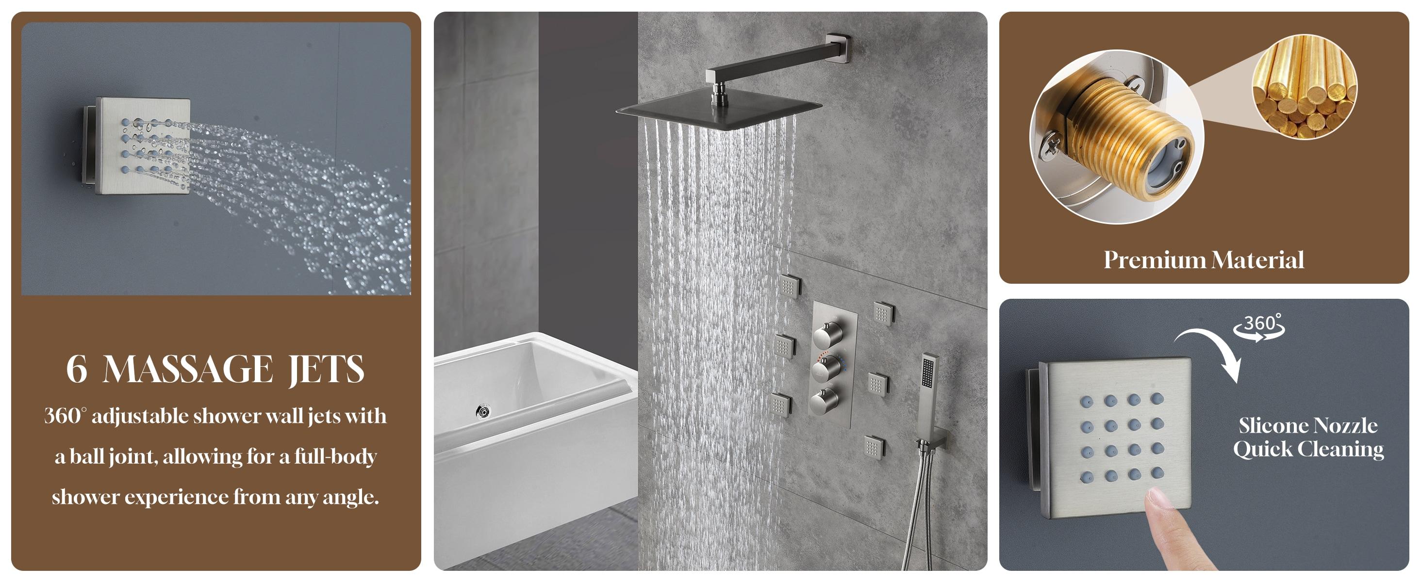 Revitalize 12 Inch Luxury Thermostatic Complete Shower System with Rough-in Valve