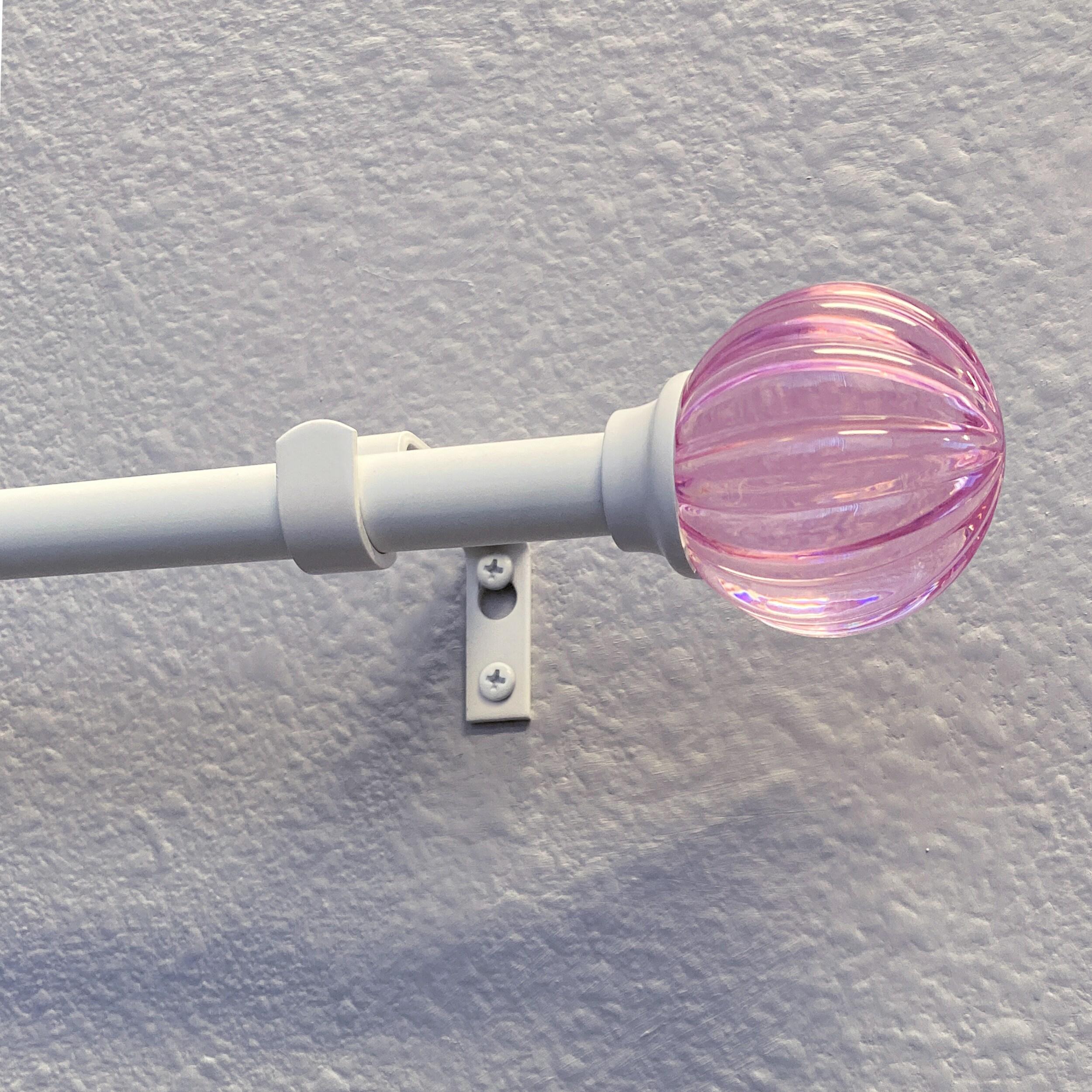 Decopolitan 48-in to 86-in Pink Steel Single curtain rod with Finials