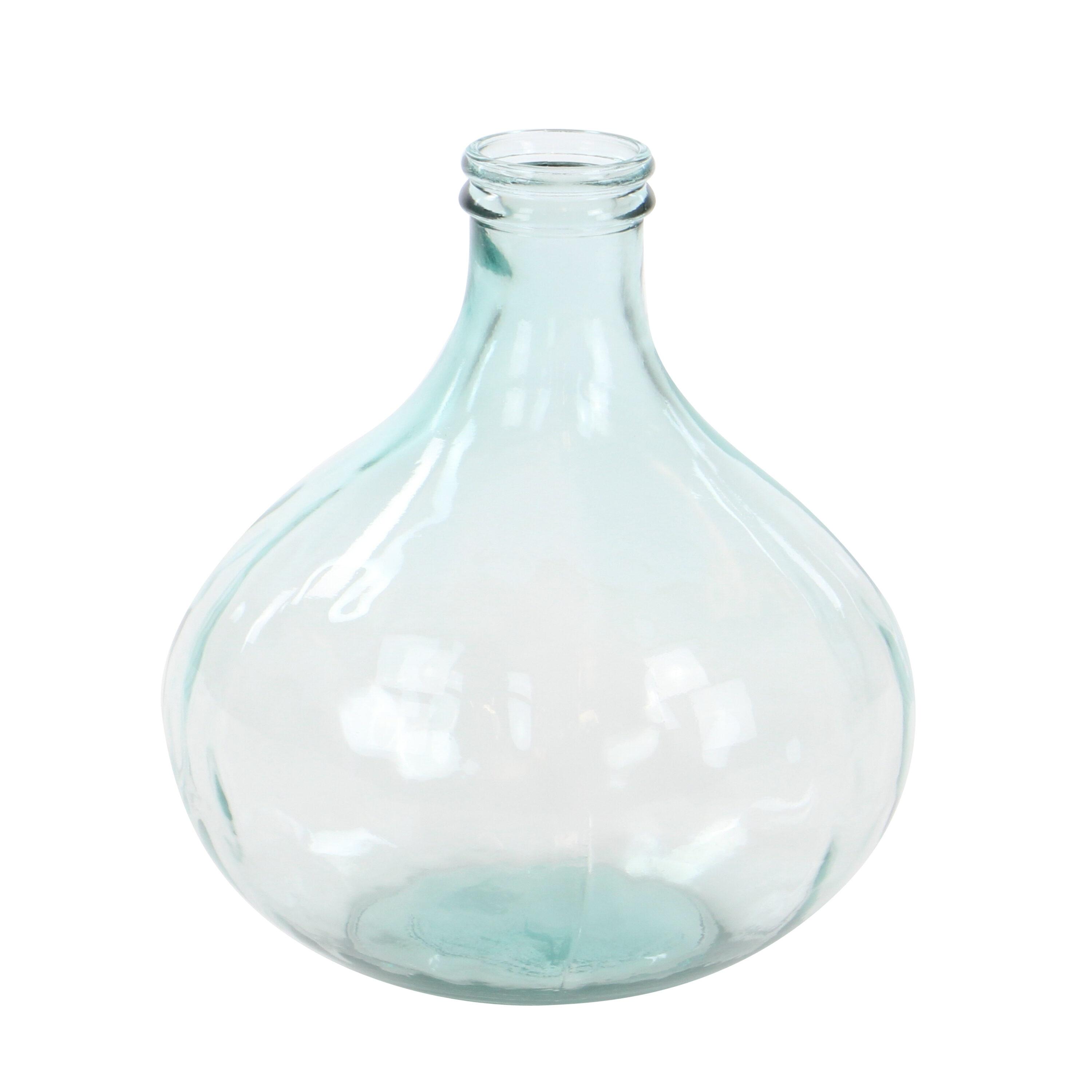 DecMode 17" Spanish Blue Recycled Glass Vase