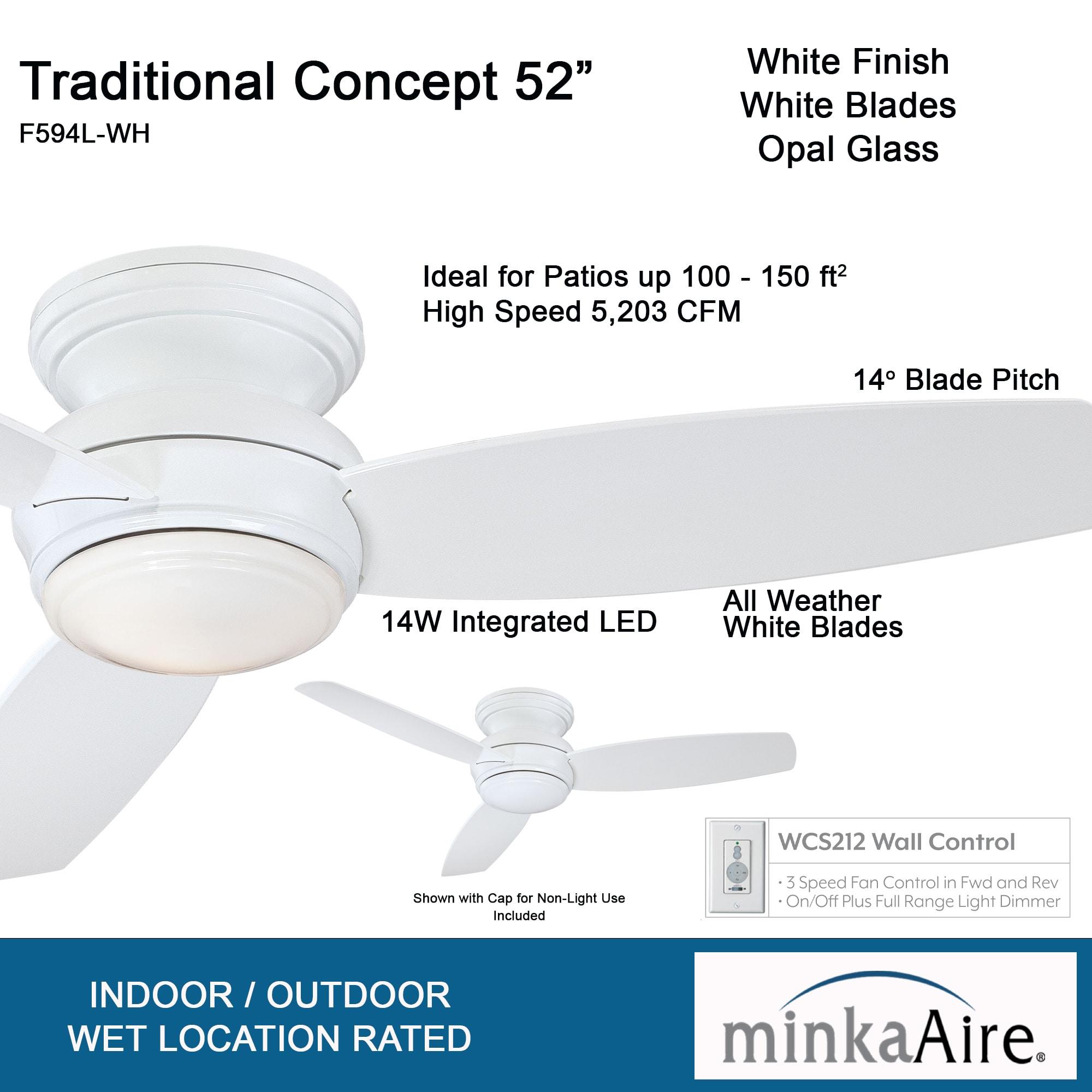 Minka Aire 52" Concept 3 - Blade Outdoor LED Propeller Ceiling Fan with Wall Control and Light Kit Included