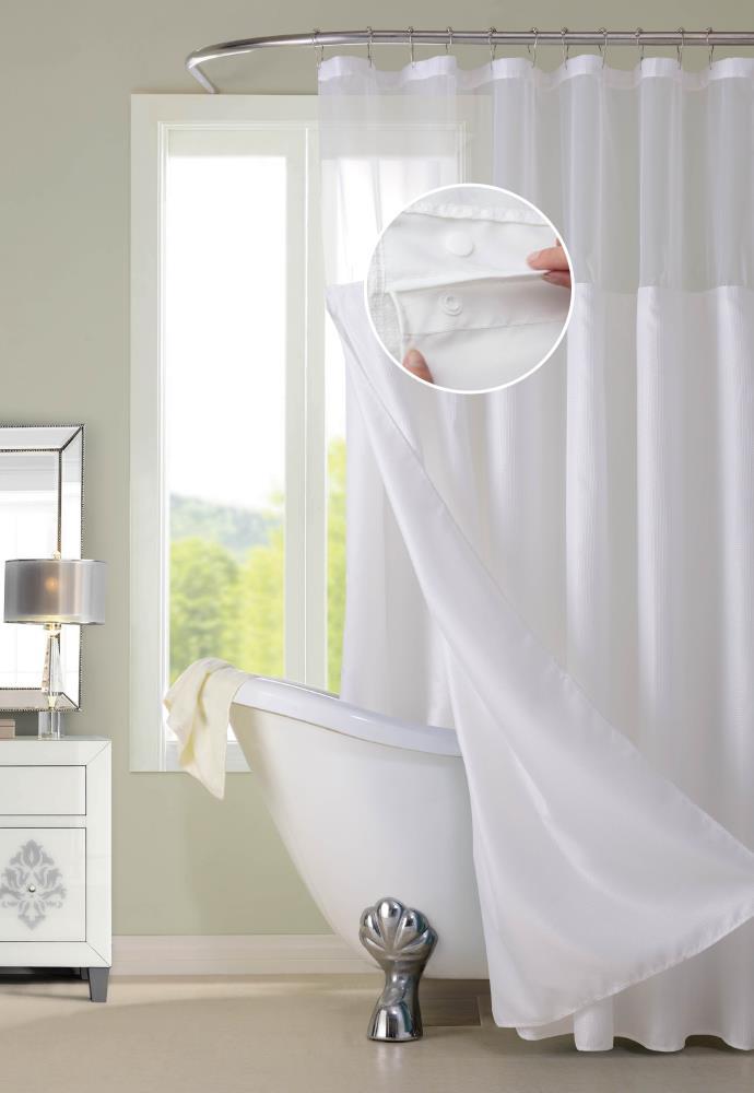 Dainty Home Complete Shower Curtain With Detachable Liner - White