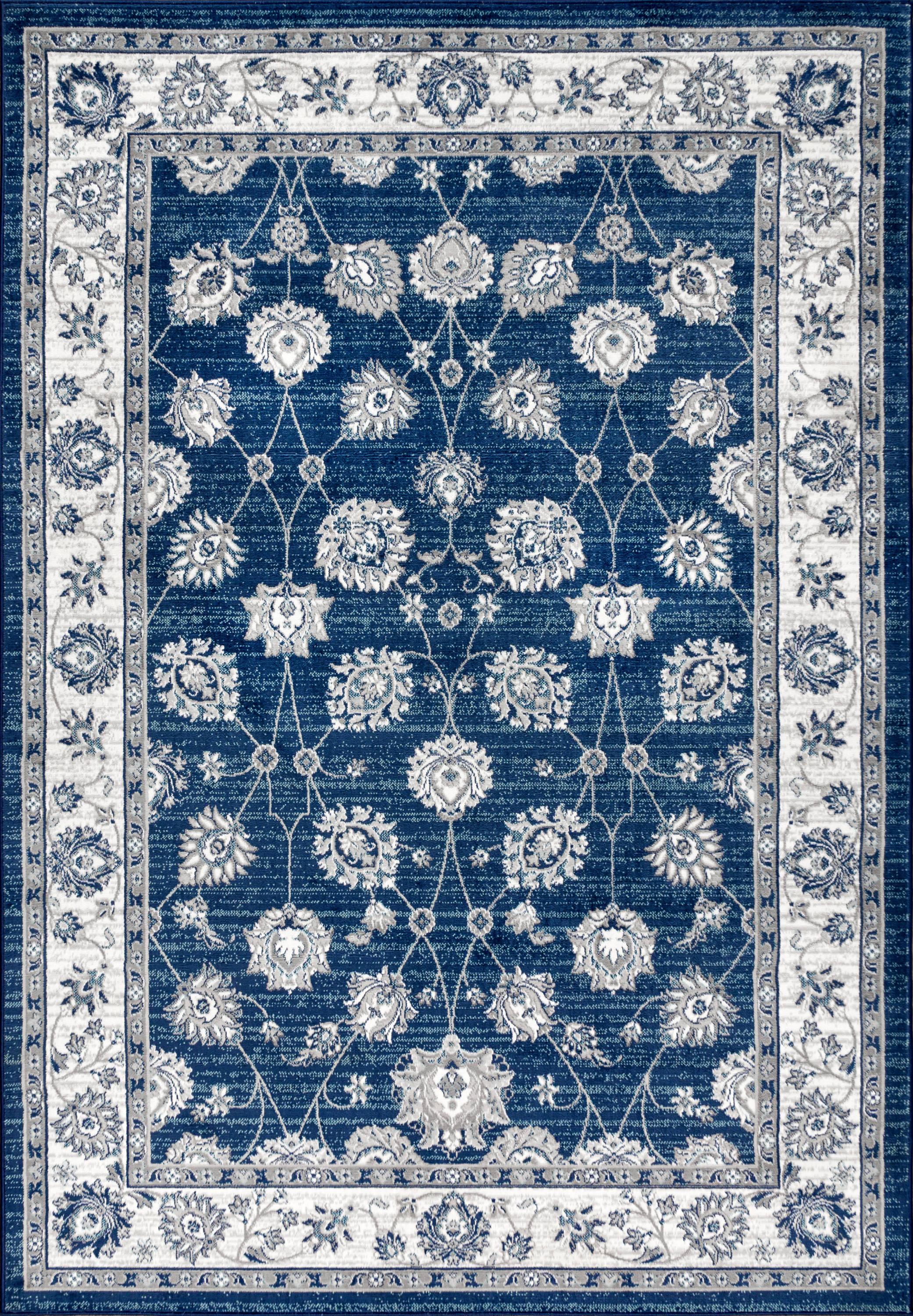 4'x6' Modern Persian Vintage Moroccan Traditional Area Rug, Navy/Light Grey - JONATHAN Y