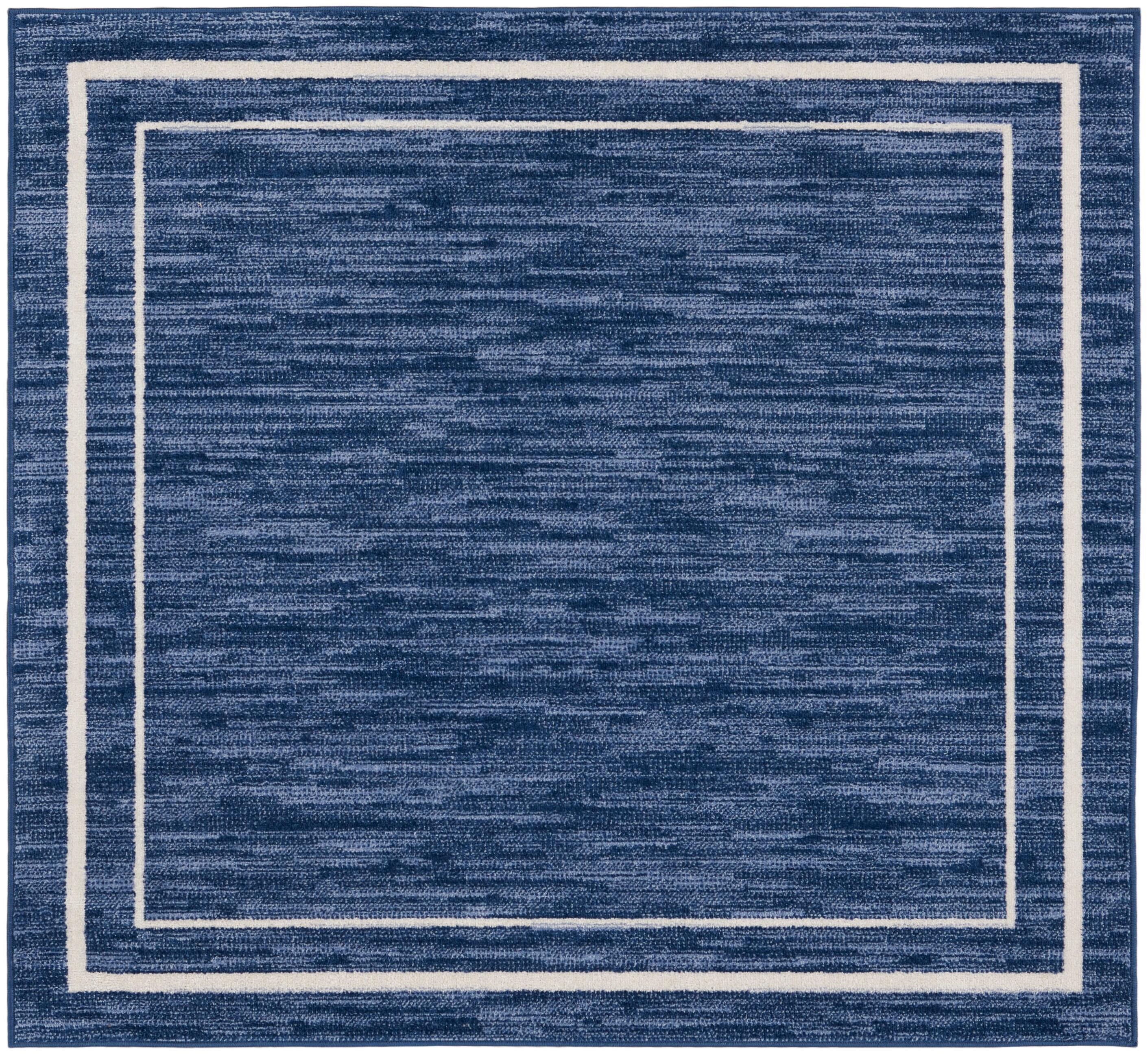 Nourison Essentials 5' x square Navy/Ivory Contemporary Indoor/Outdoor Rug