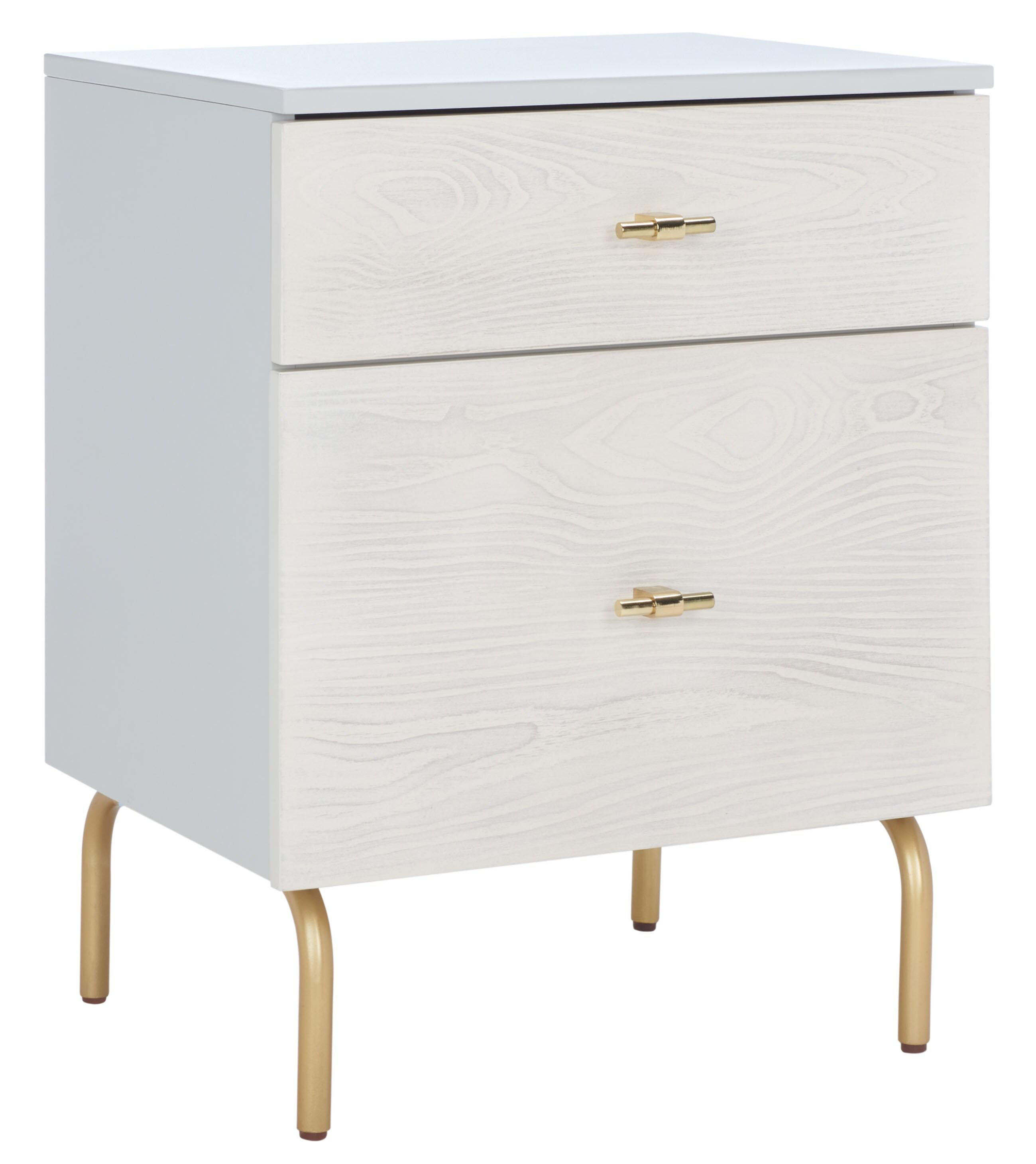 Genevieve 2 Drawer Nightstand - NST5002 - Grey/White Washed - Safavieh