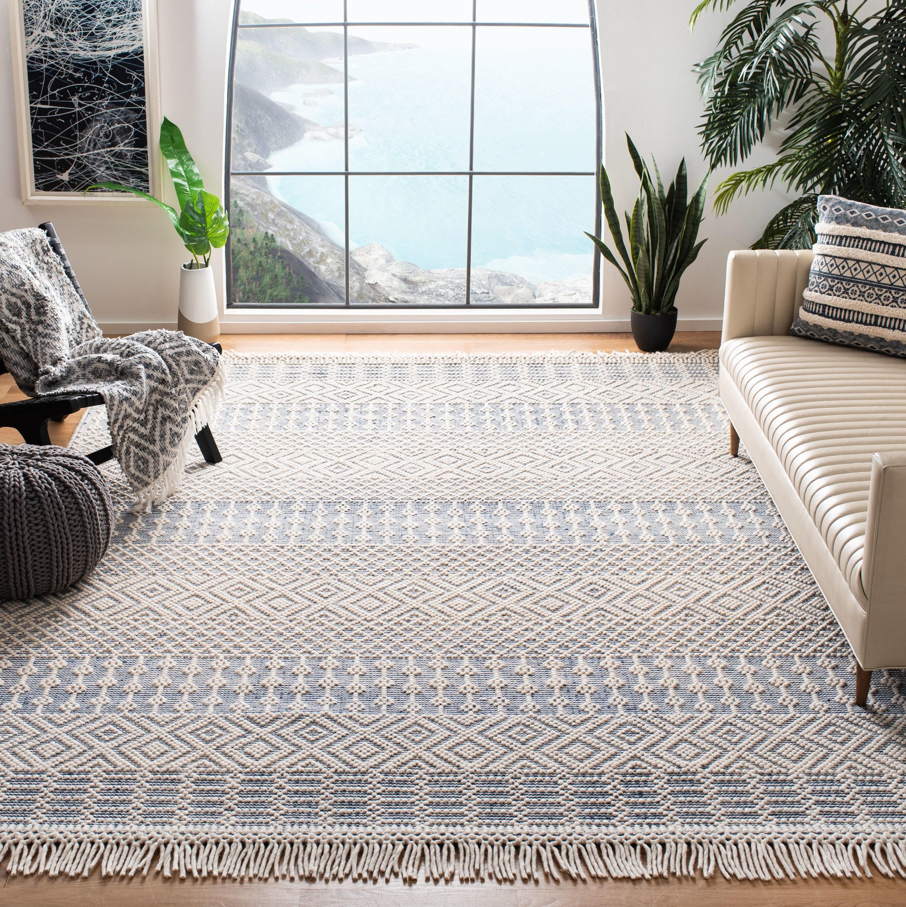 Natura NAT852 Hand Loomed Area Rug - Ivory/Blue - 5'x8' - Safavieh.