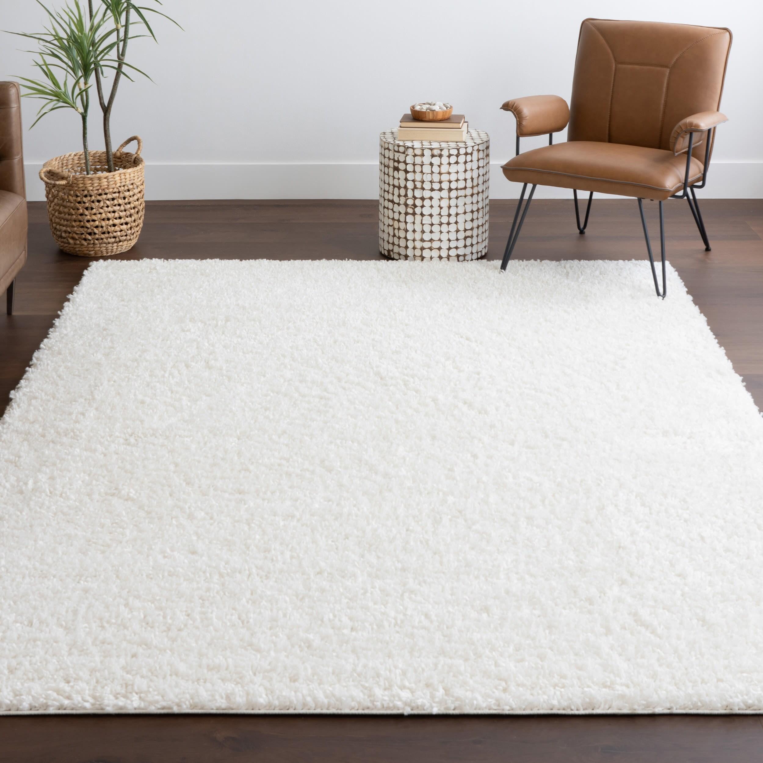 Nuloom Kara Solid 4x6 Shag Indoor Area Rug for Living Room Bedroom Dining Room Nursery, Ivory