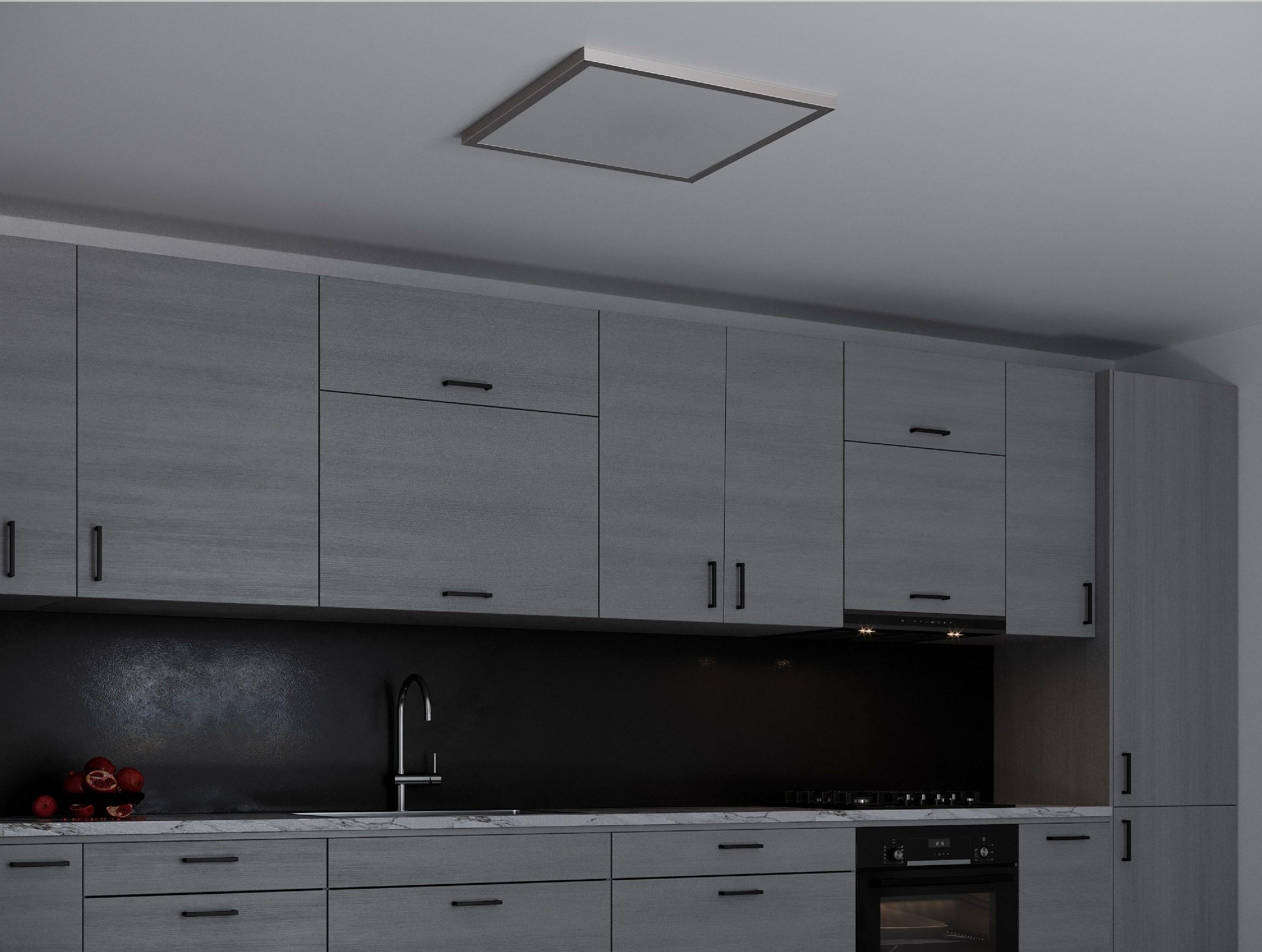 Good Earth Lighting Flat Panel 24-inch Ceiling Fixture - Nickel, Dimmable, 3800 Lumens, 5-White Selectable Color Changing Temperature, Suitable for Damp Locations, 50,000 Hour Rated Lamp Life