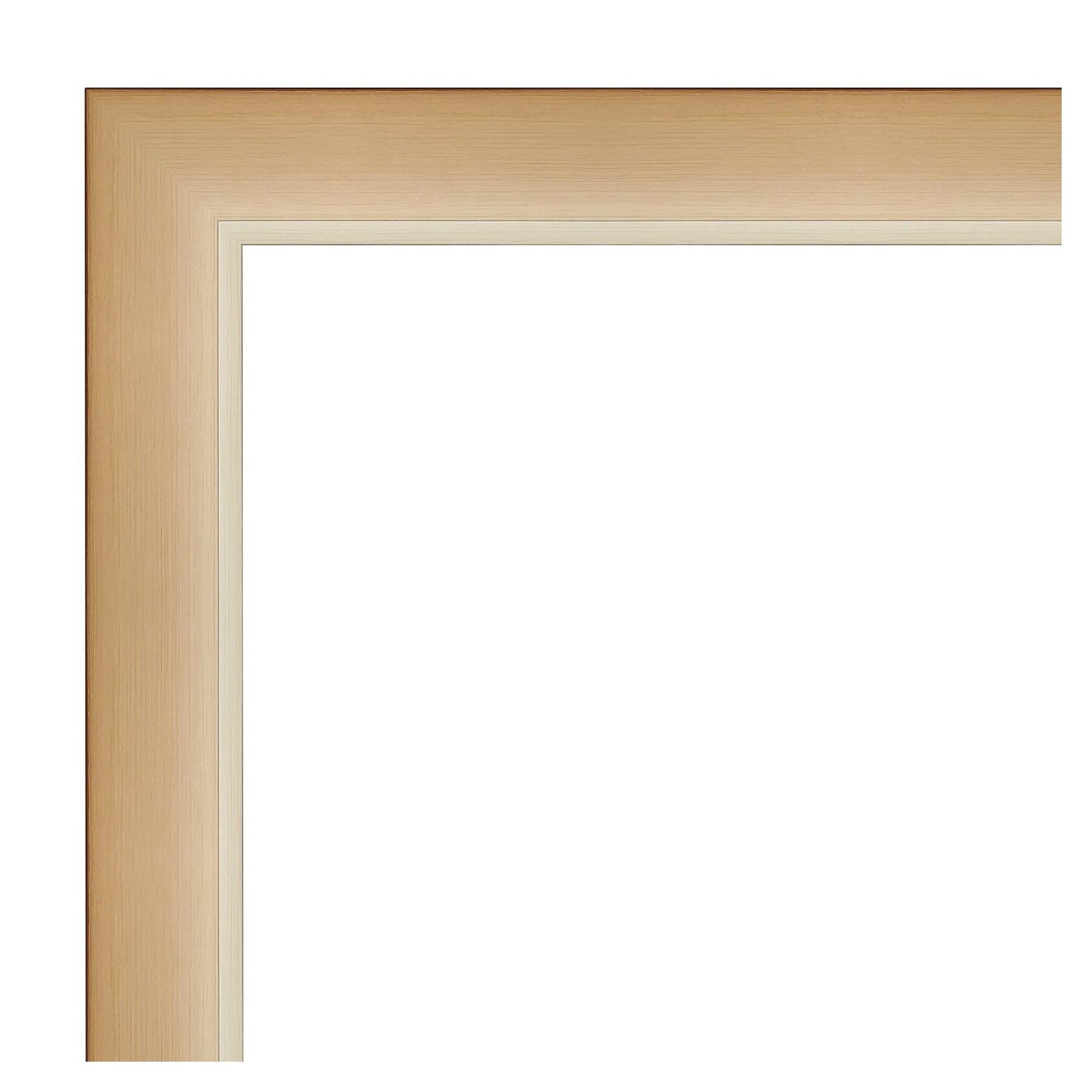 Amanti Art Wall Mounted Framed Vanity Mirror, Glass Size 40x30, Eva Ambre Gold