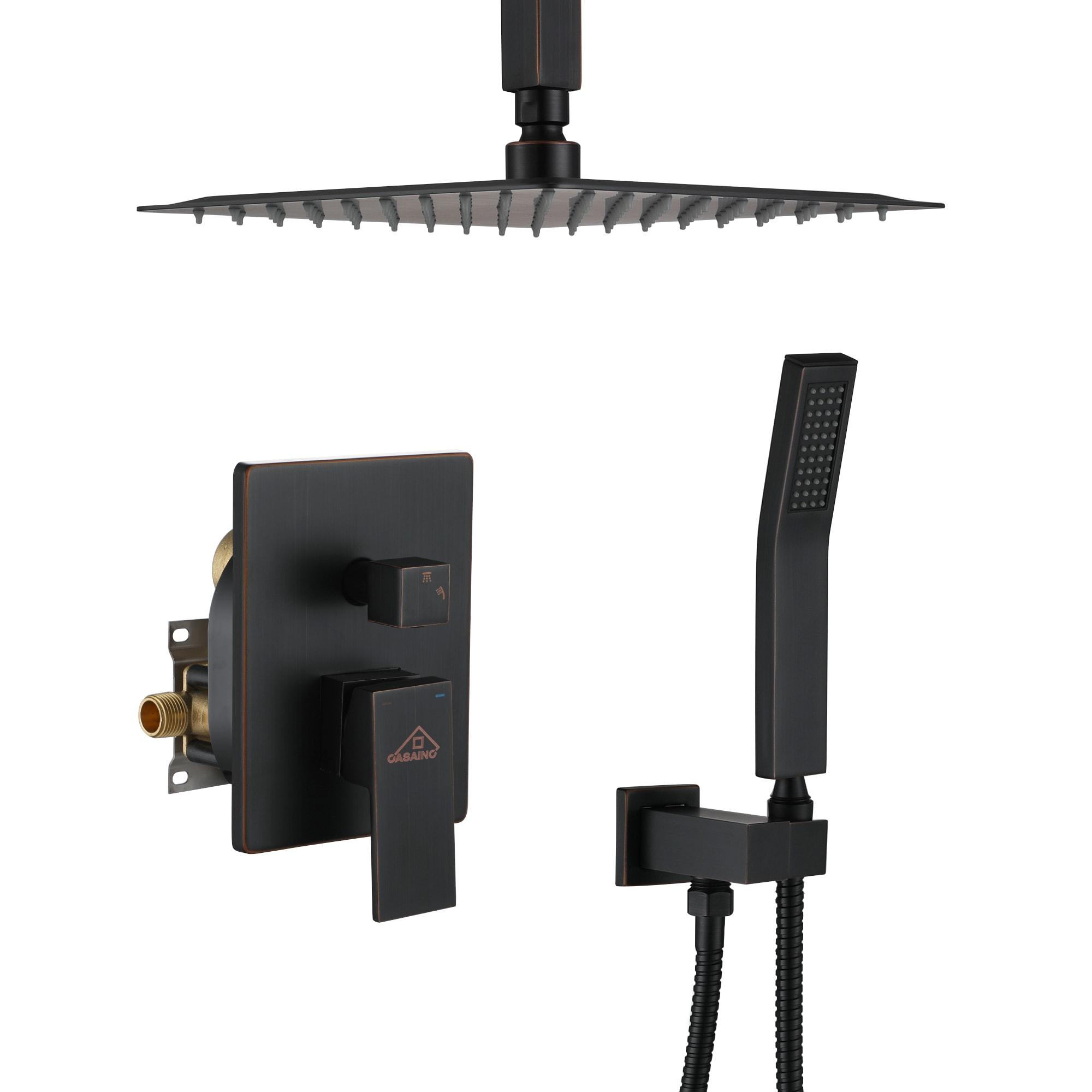 Oil Rubbed Bronze Ceiling-Mount Shower System with Handheld Shower